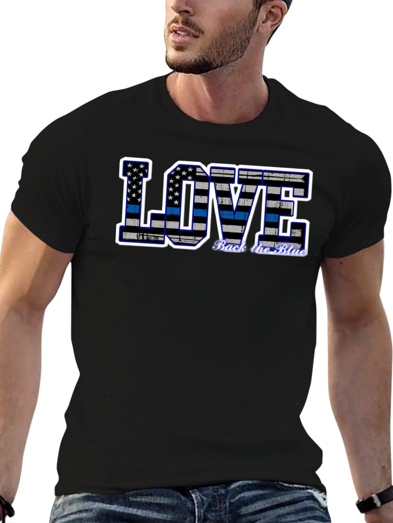Back the Blue Thin Blue Line Love Graphic Tee