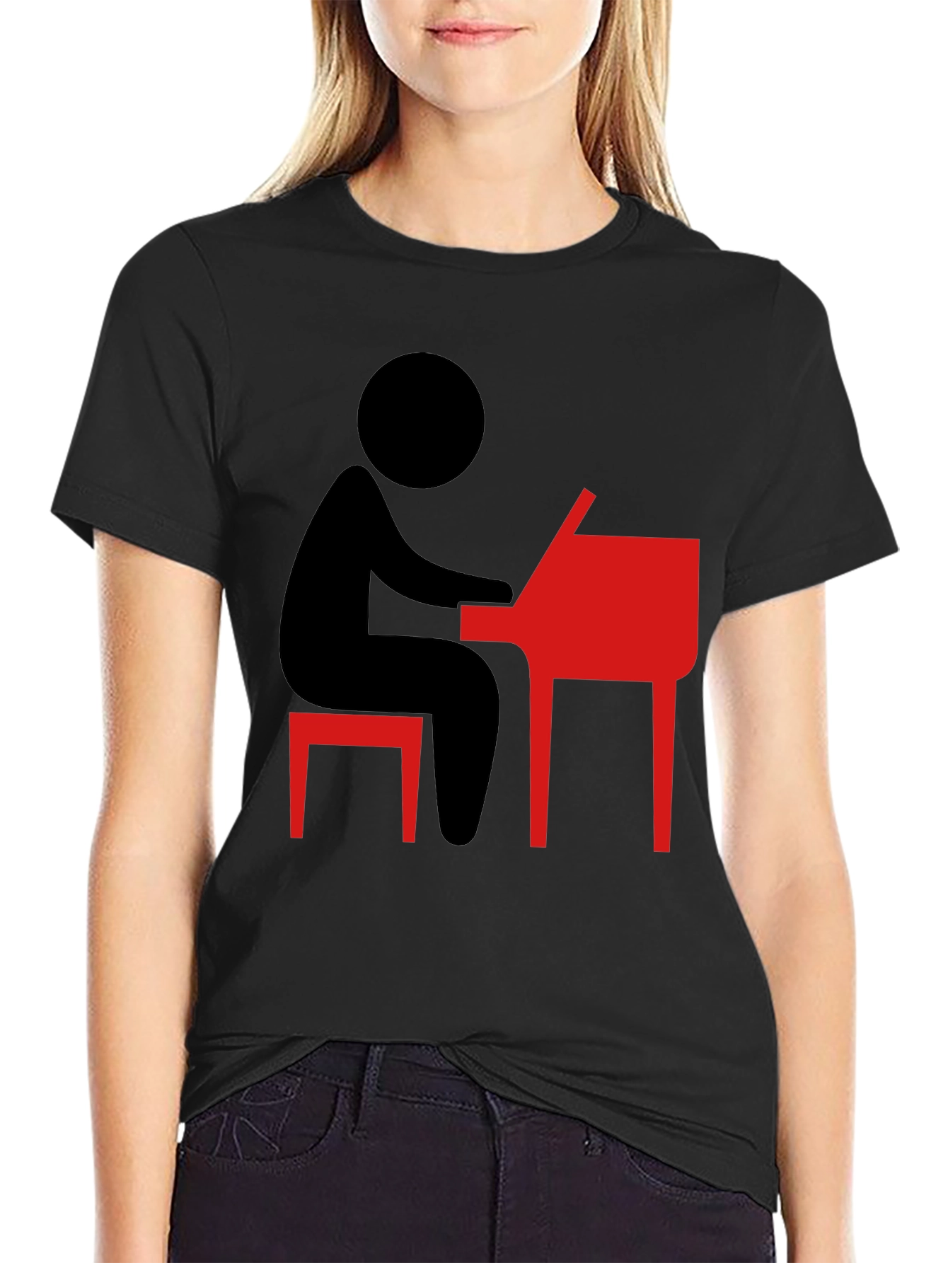 Piano Player Graphic Tee - Black