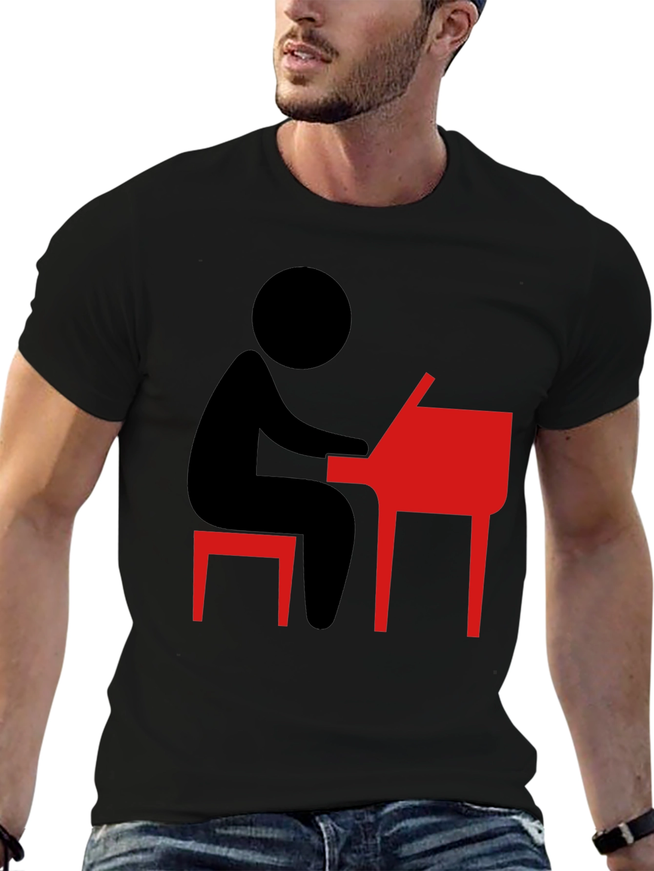 Piano Player Graphic Tee - Black