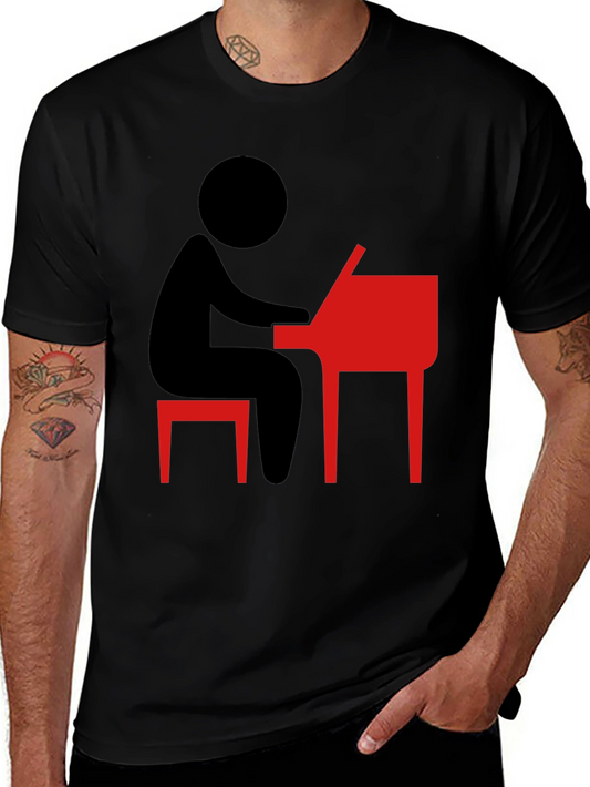 Piano Player Graphic Tee - Black