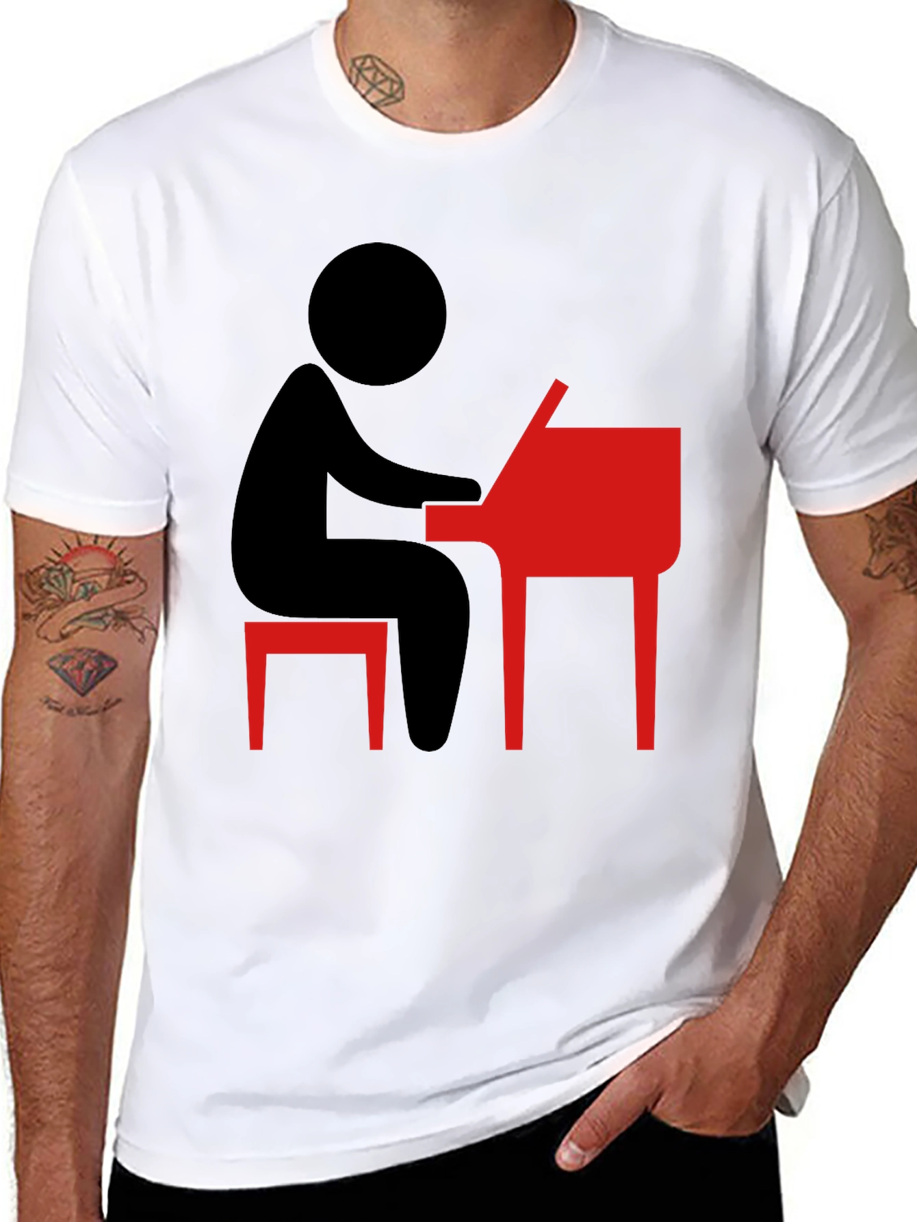 Piano Player Graphic Tee - Black