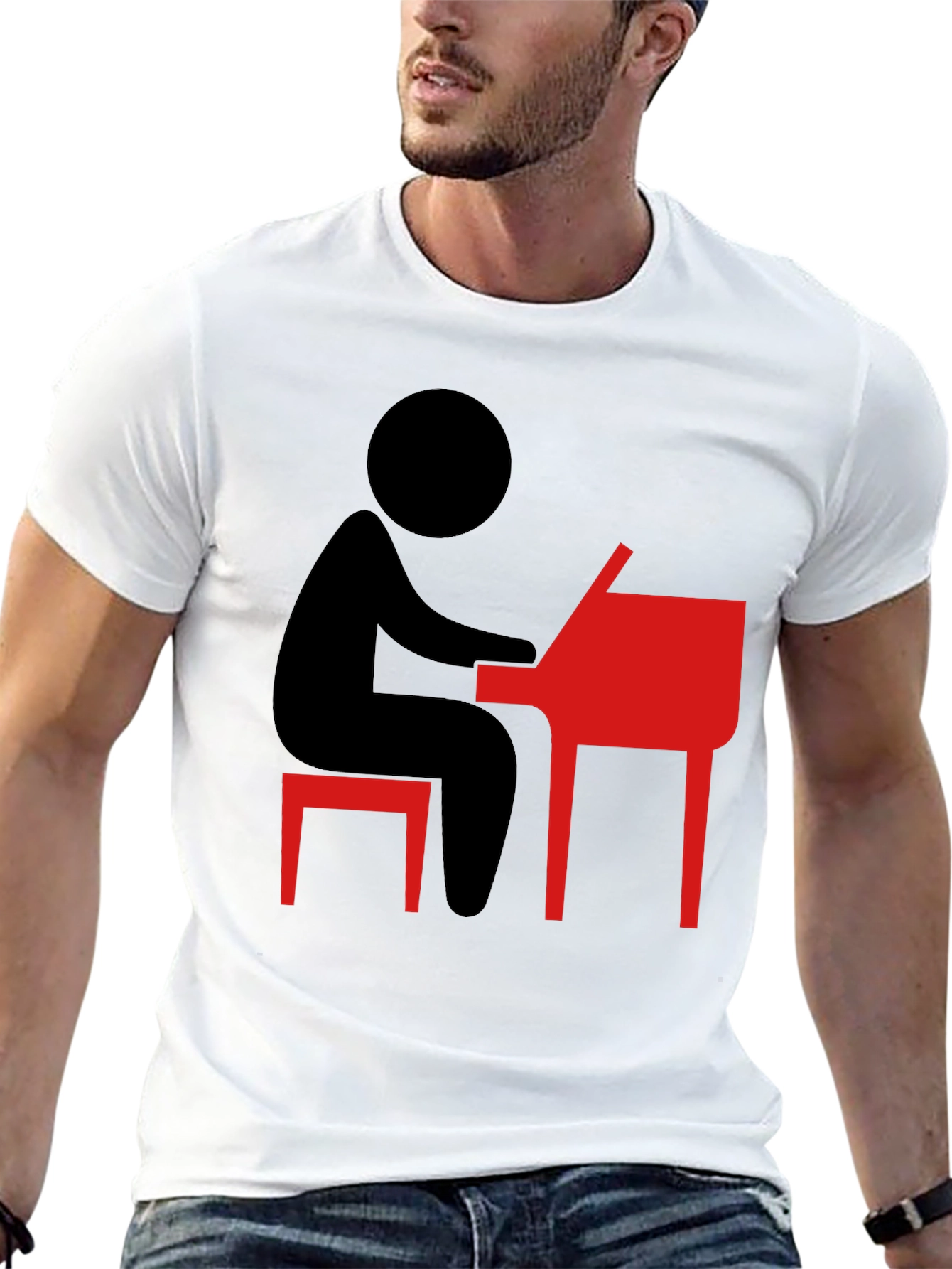 Piano Player Graphic Tee - Black