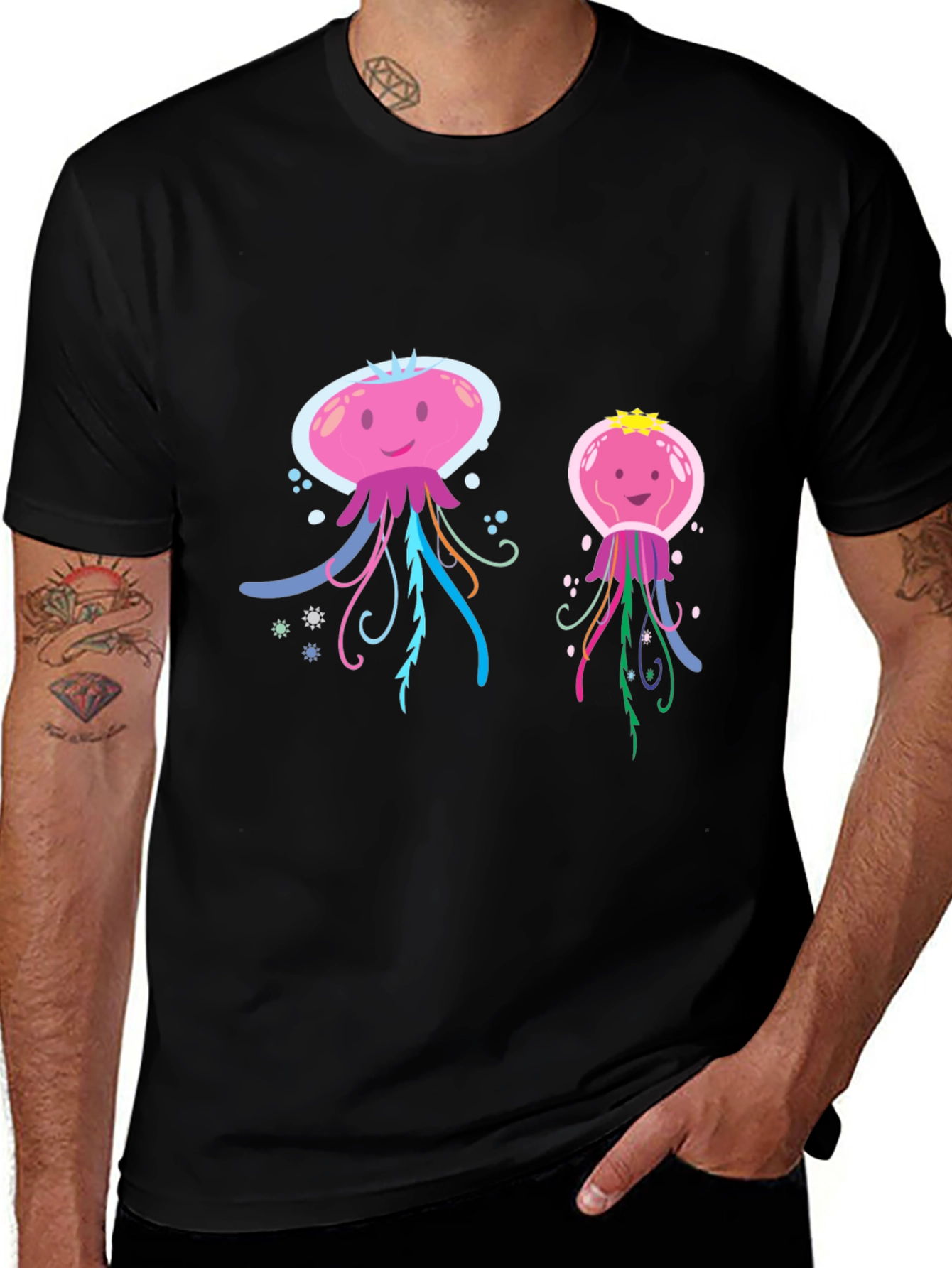 Cute Jellyfish Graphic T-Shirt - Black Cotton Tee