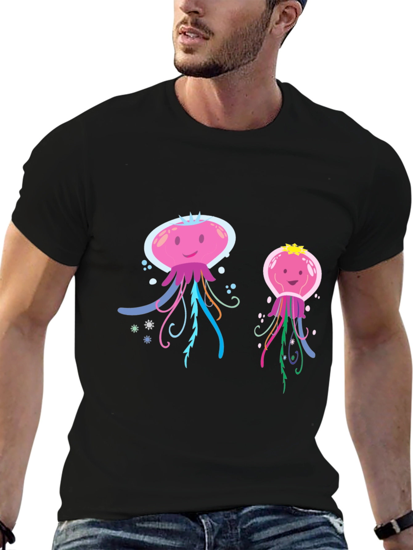 Cute Jellyfish Graphic T-Shirt - Black Cotton Tee