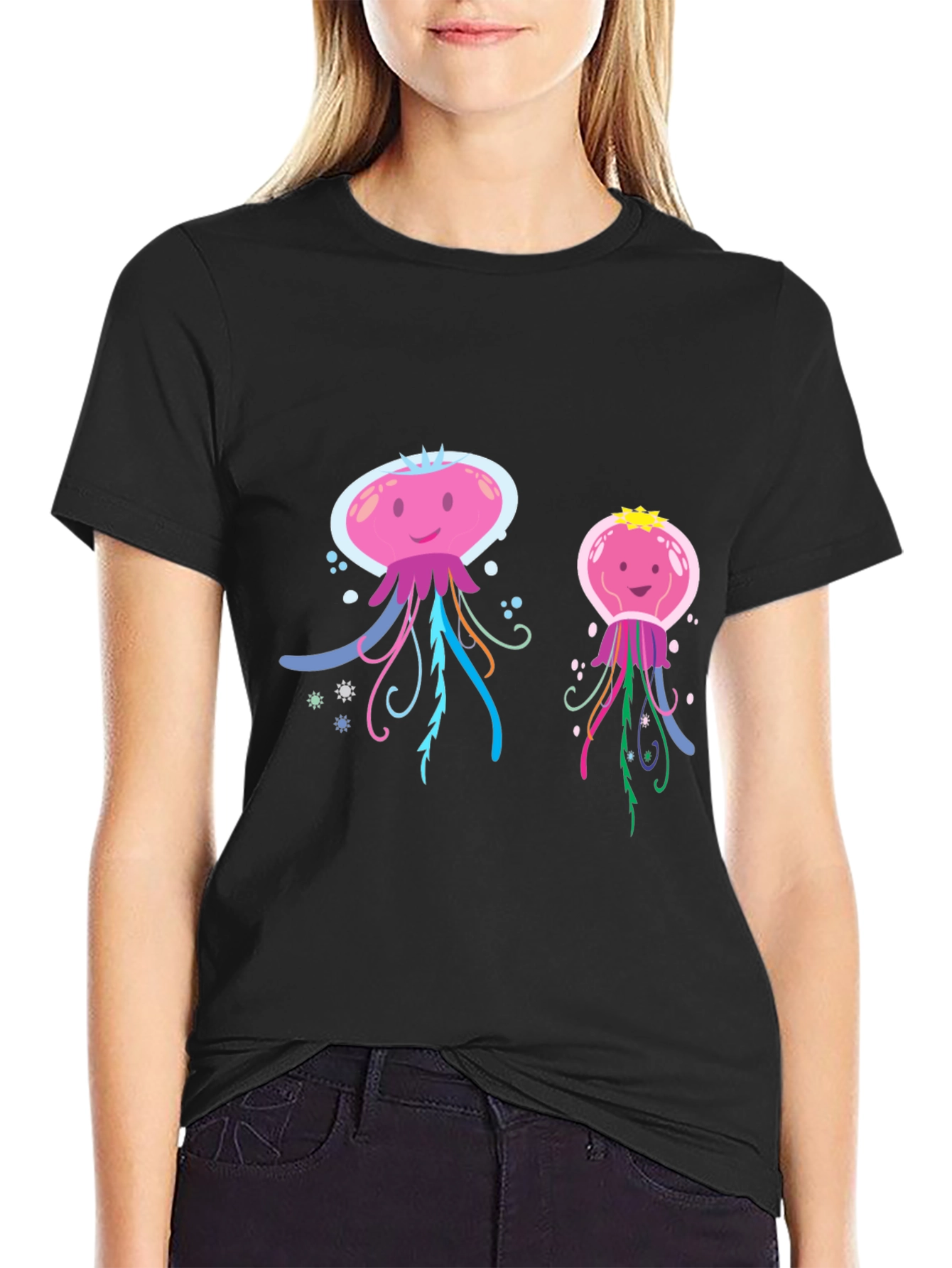 Cute Jellyfish Graphic T-Shirt - Black Cotton Tee