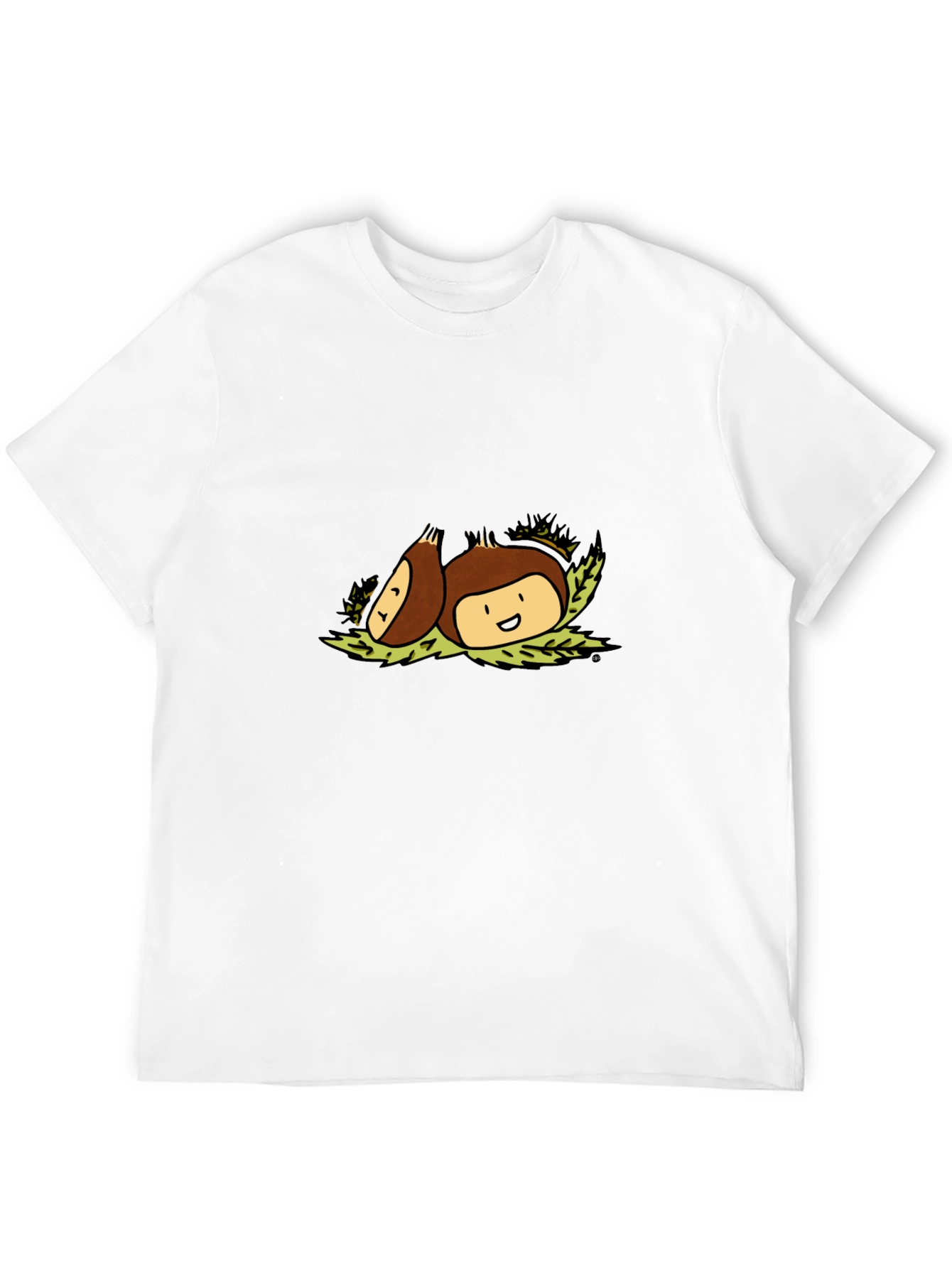Chestnut Cartoon Graphic Tee - Black Casual Shirt