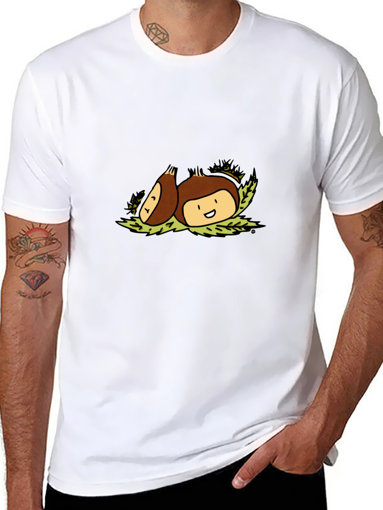 Chestnut Cartoon Graphic Tee - Black Casual Shirt