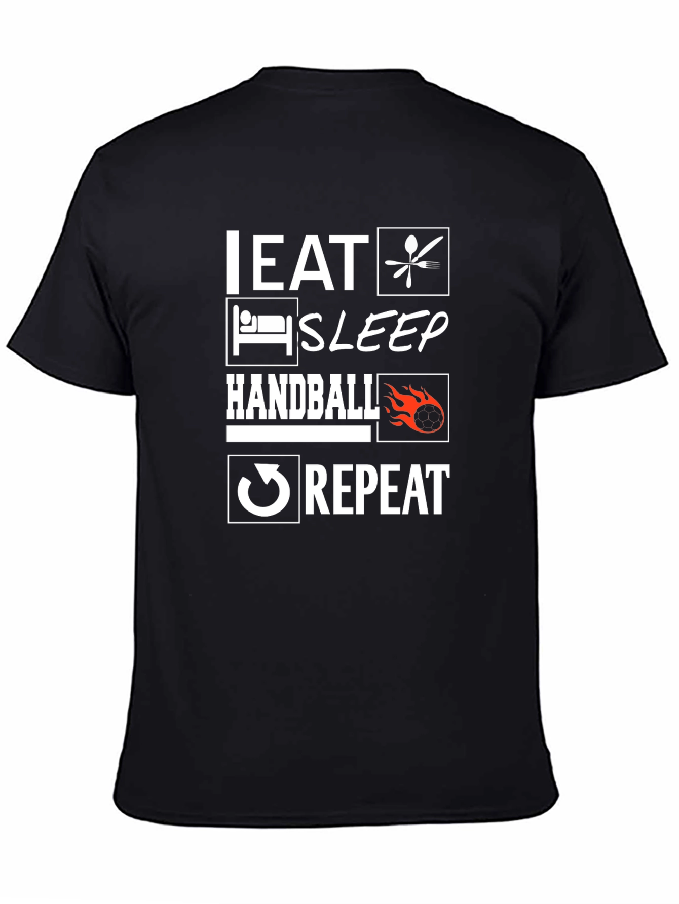 Eat Sleep Handball Repeat Black Graphic Tee