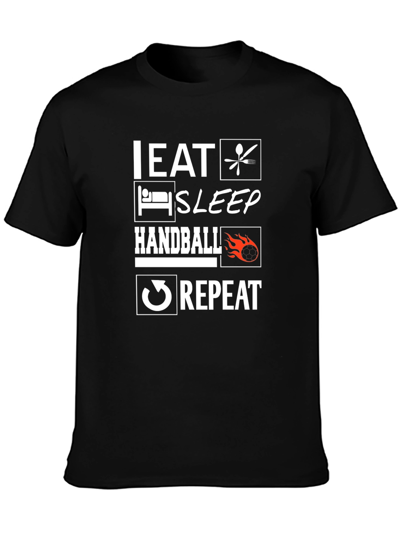 Eat Sleep Handball Repeat Black Graphic Tee