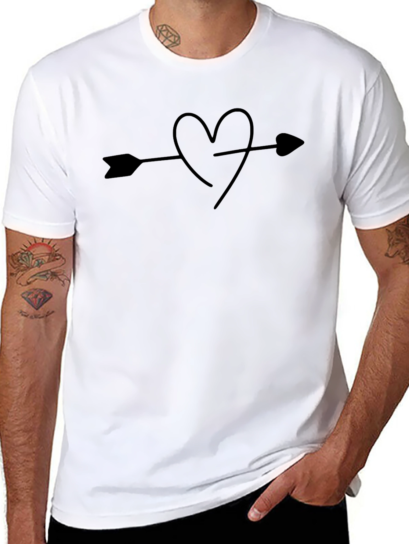 Heart Arrow Graphic Tee - Mens Black T-Shirt
