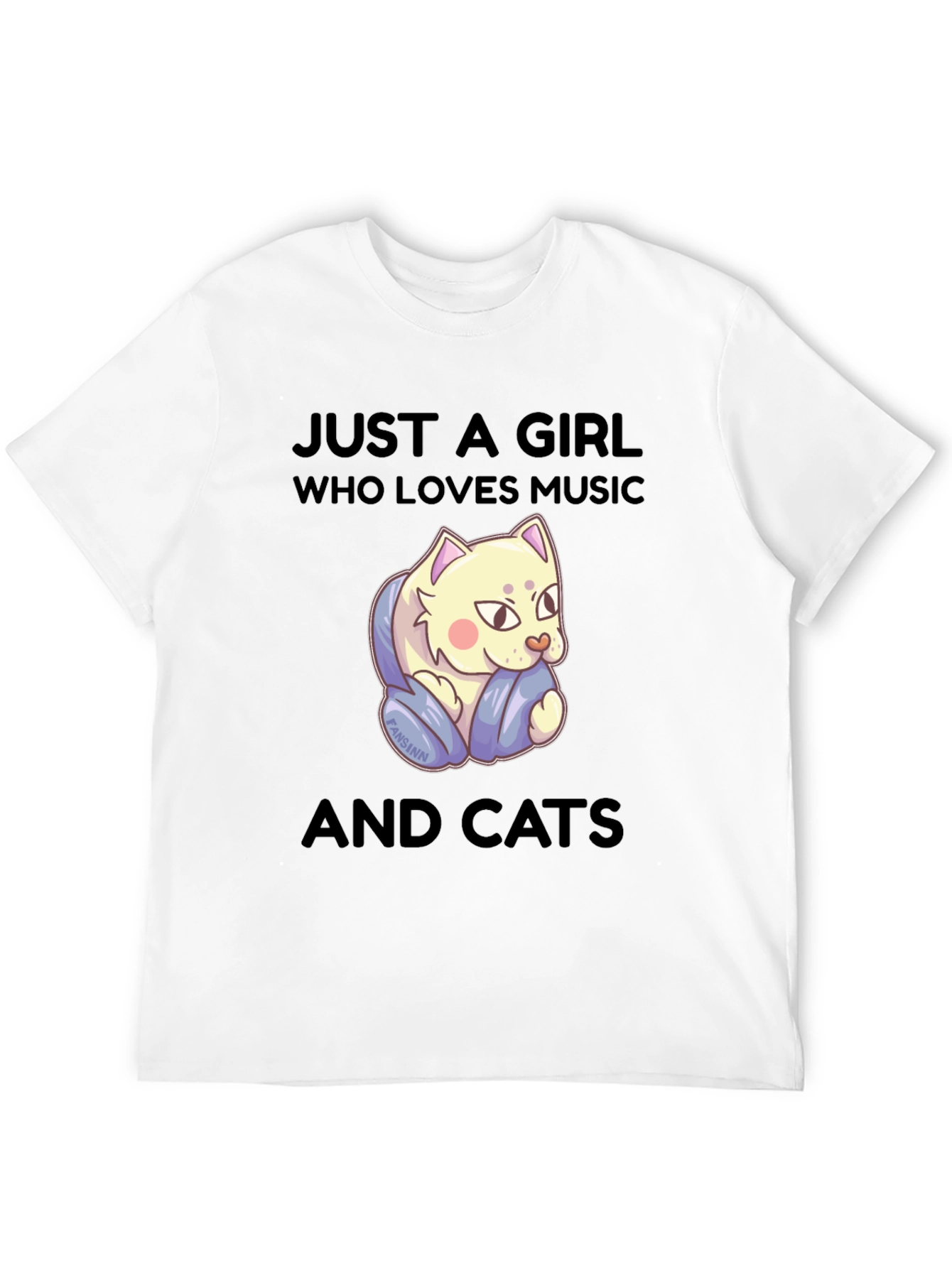 Girl Who Loves Music and Cats T-Shirt