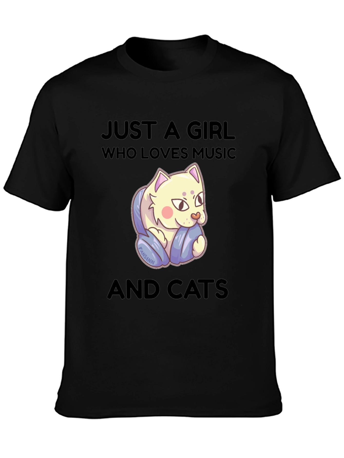 Girl Who Loves Music and Cats T-Shirt