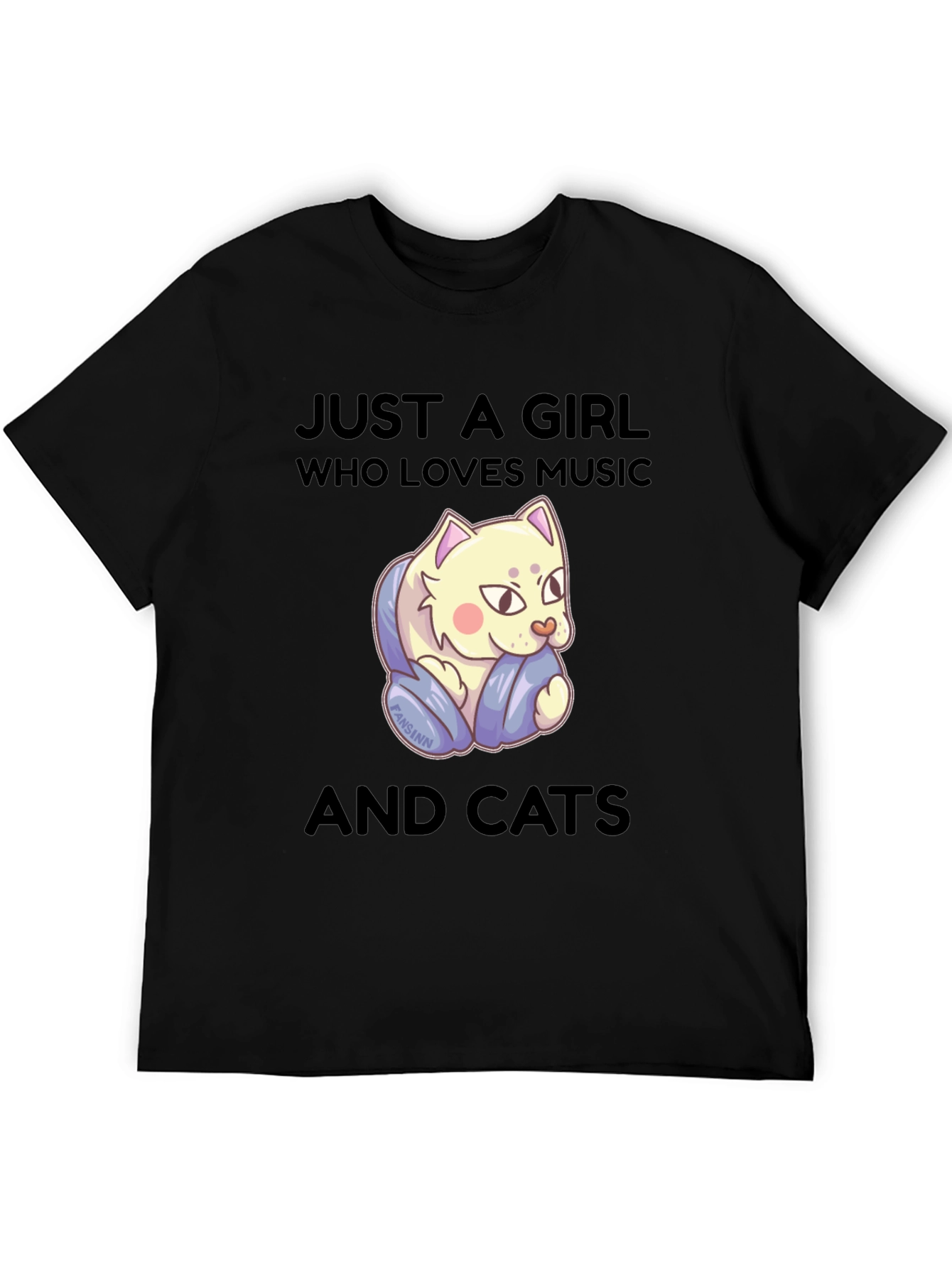Girl Who Loves Music and Cats T-Shirt