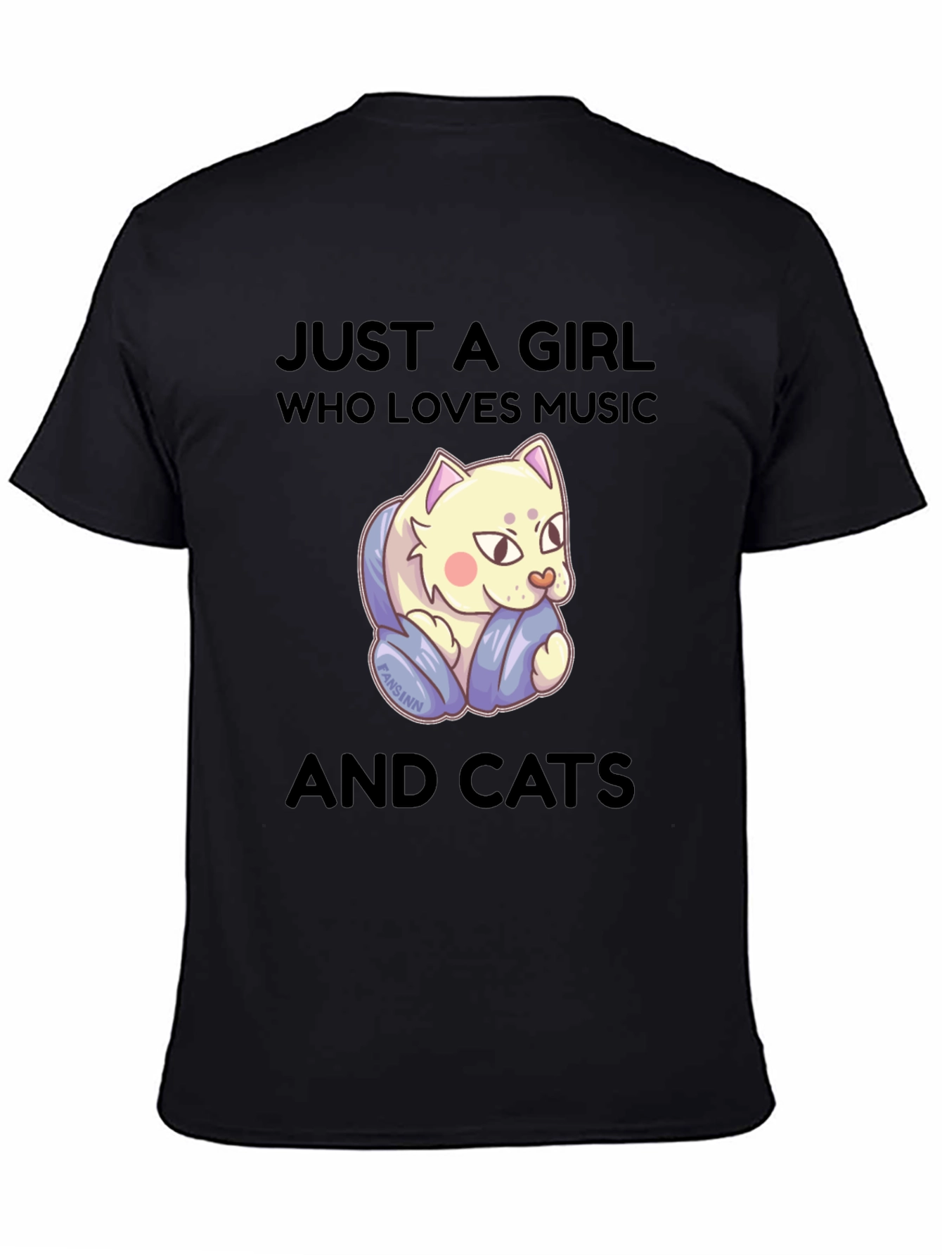 Girl Who Loves Music and Cats T-Shirt