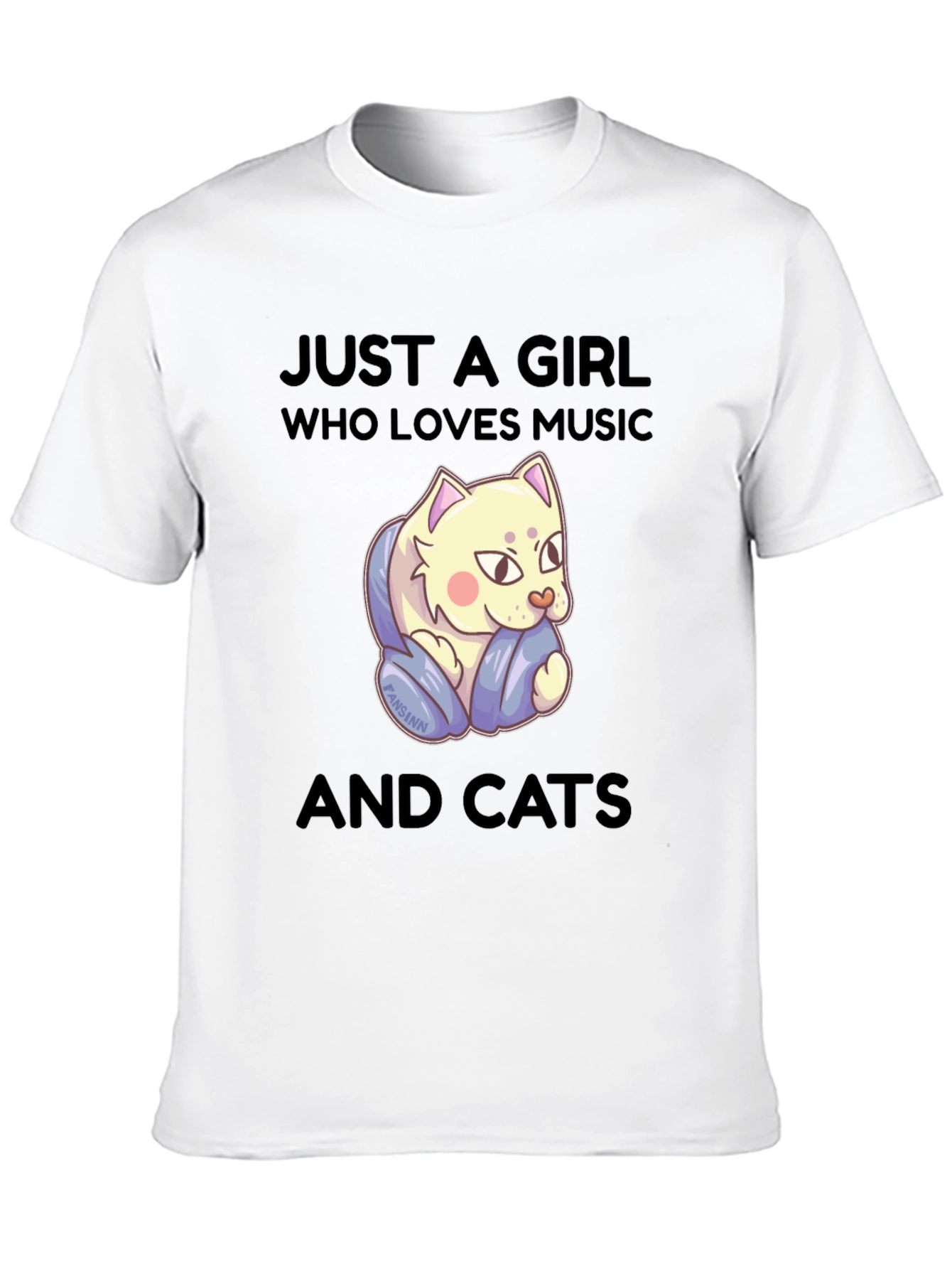 Girl Who Loves Music and Cats T-Shirt