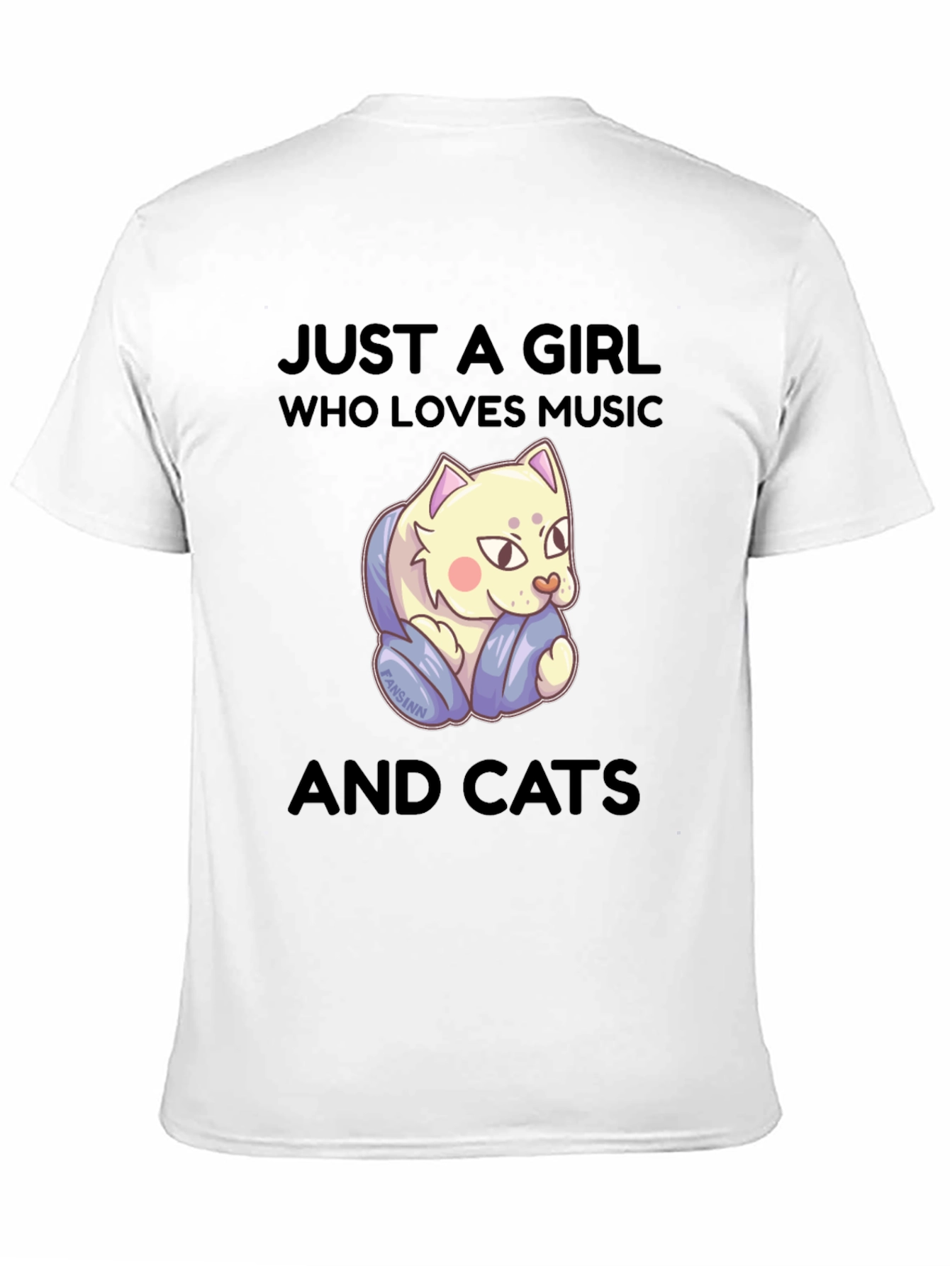 Girl Who Loves Music and Cats T-Shirt