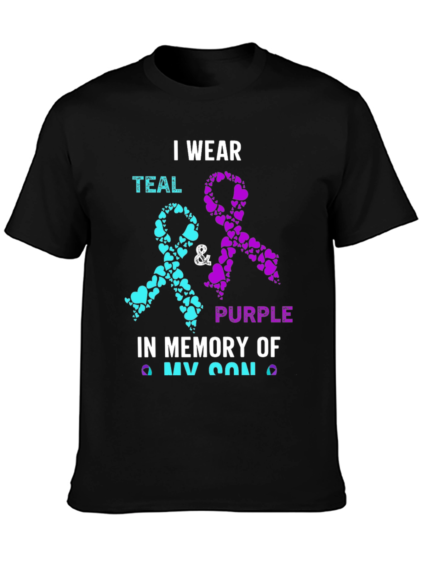 Teal & Purple Ribbon My Son Awareness T-Shirt