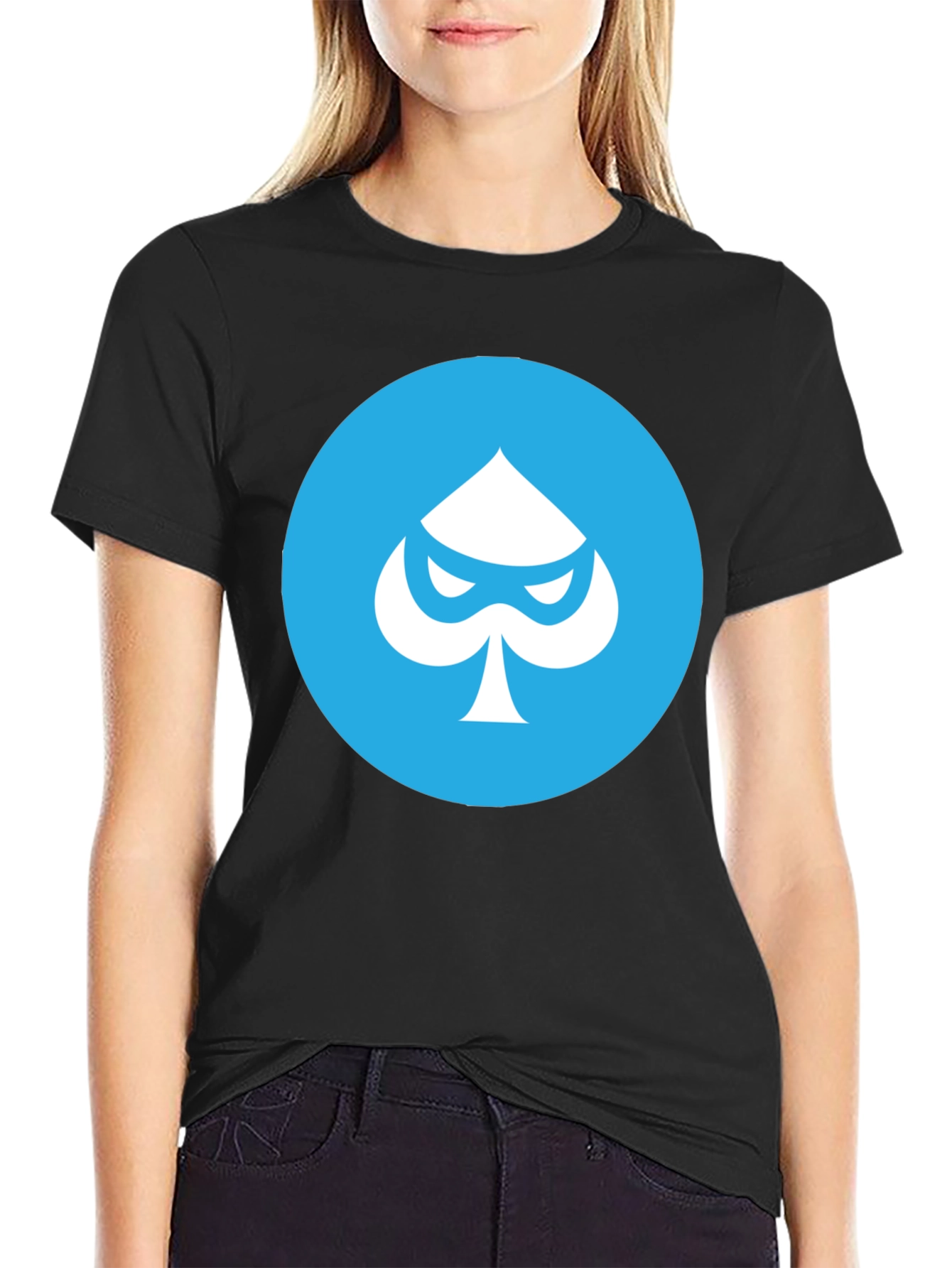 Black T-Shirt with Spade Graphic