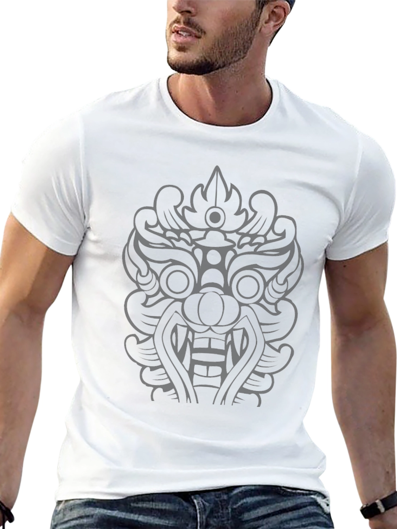 Black T-Shirt with Dark Ornamental Graphic Design