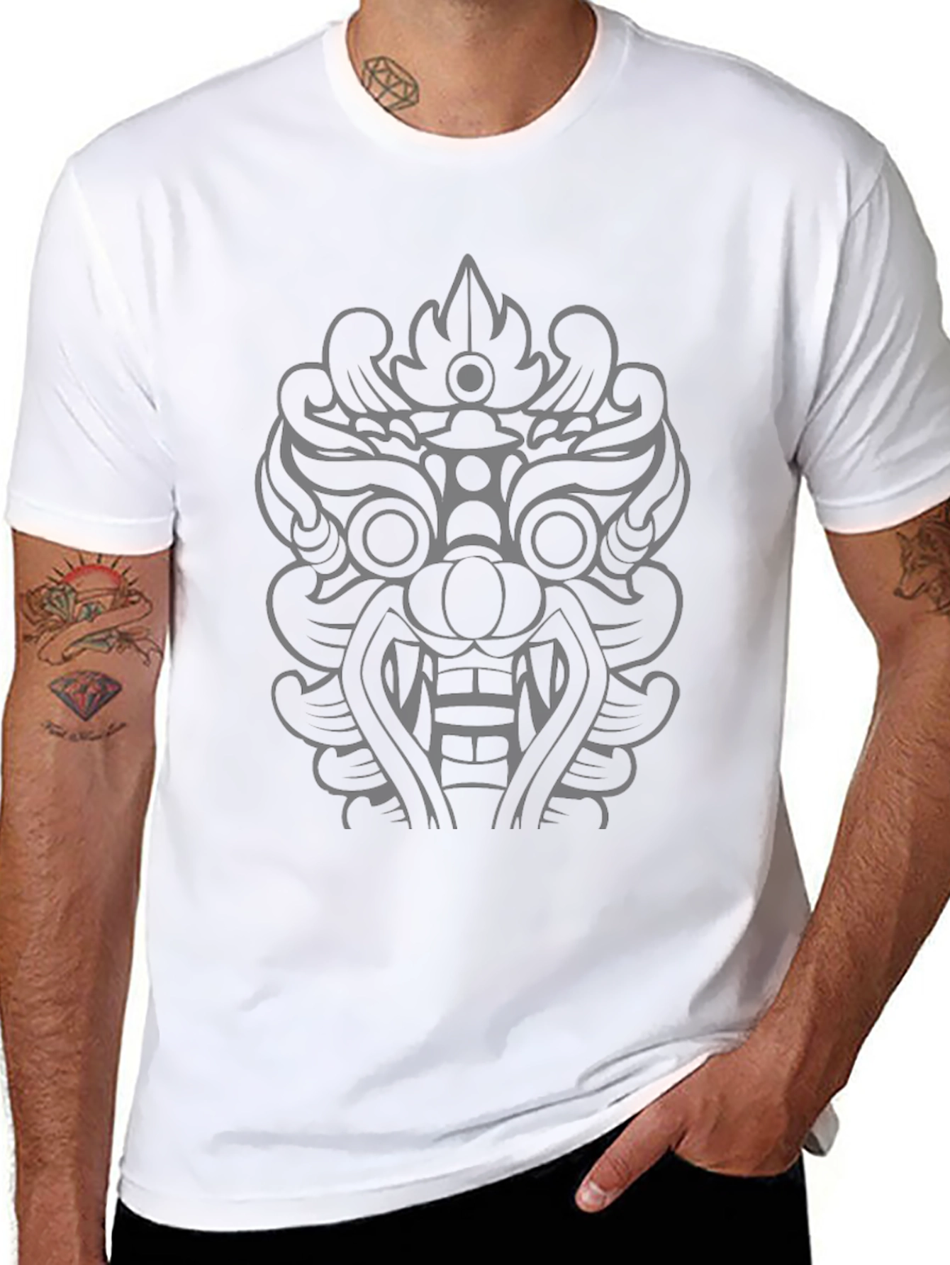 Black T-Shirt with Dark Ornamental Graphic Design