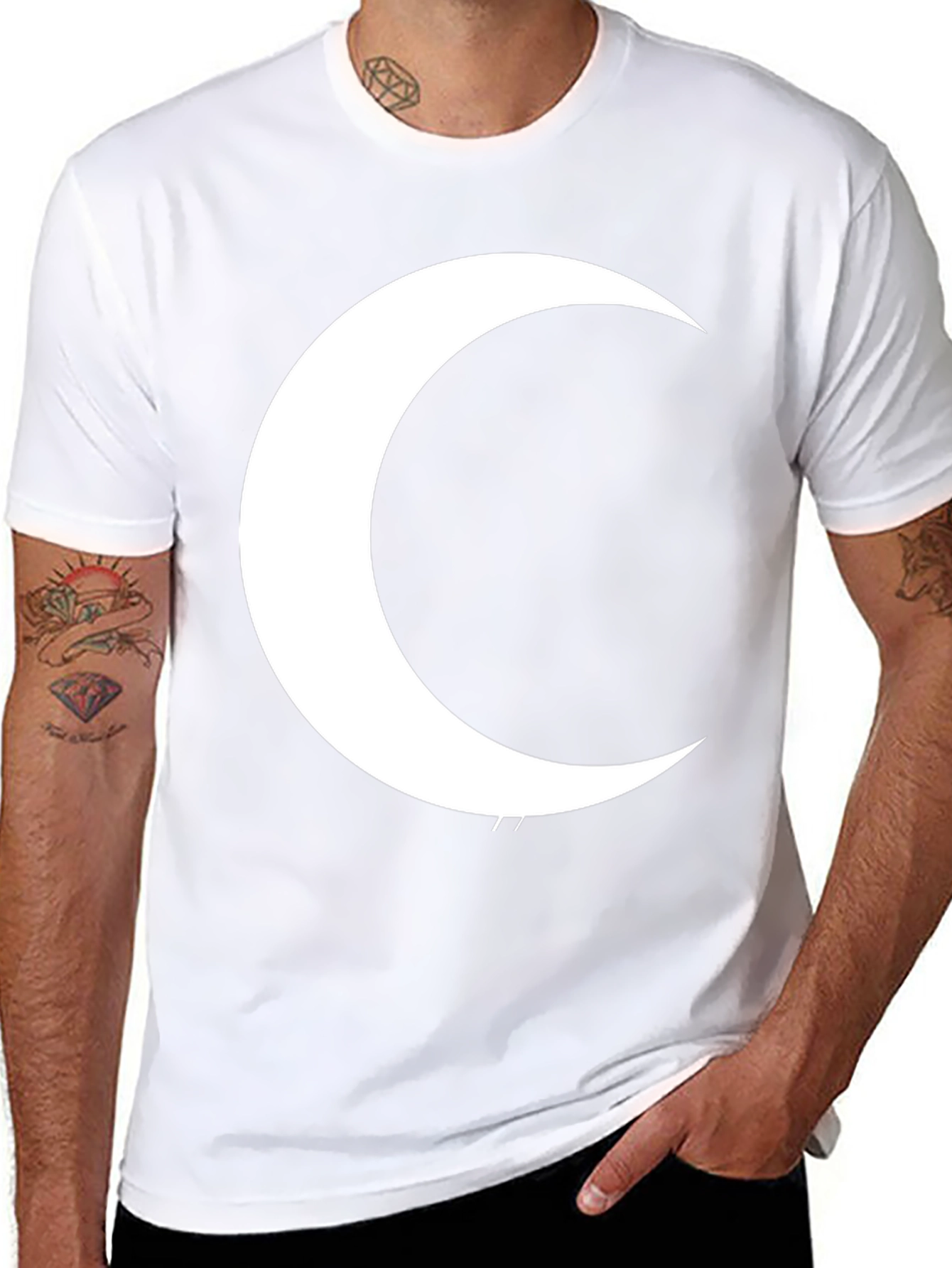 Crescent Moon Graphic T-Shirt - Black