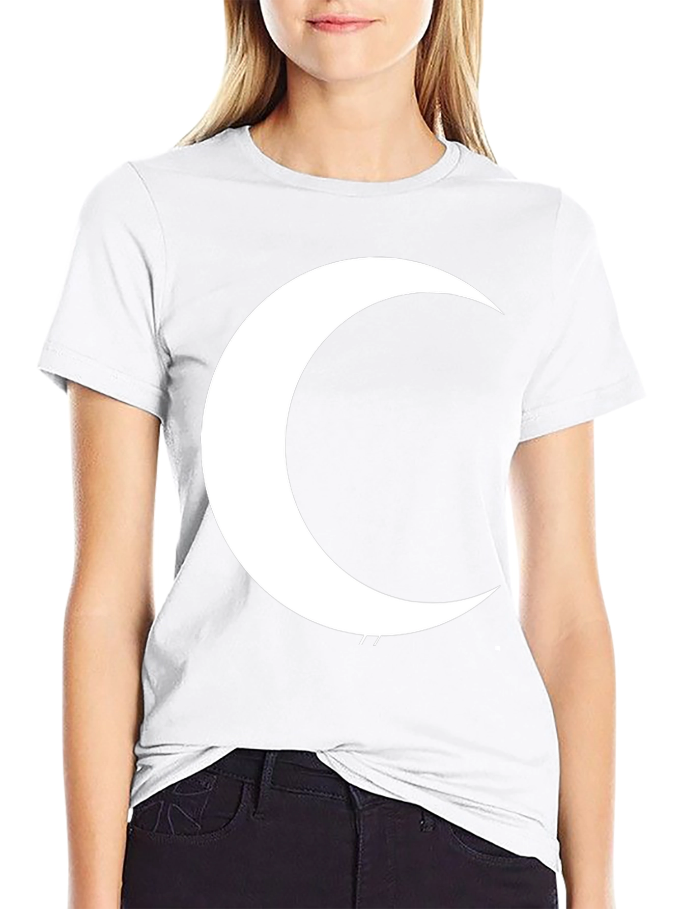 Crescent Moon Graphic T-Shirt - Black