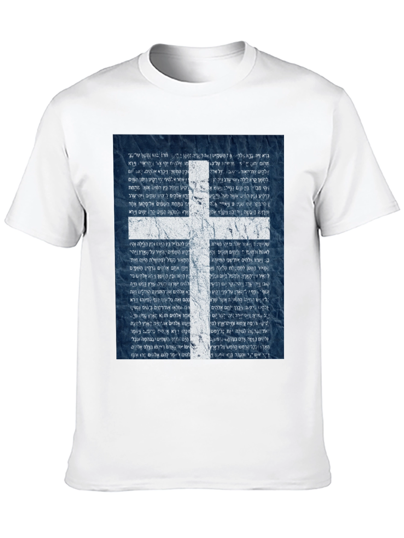 White Cross Graphic Print Black T-Shirt