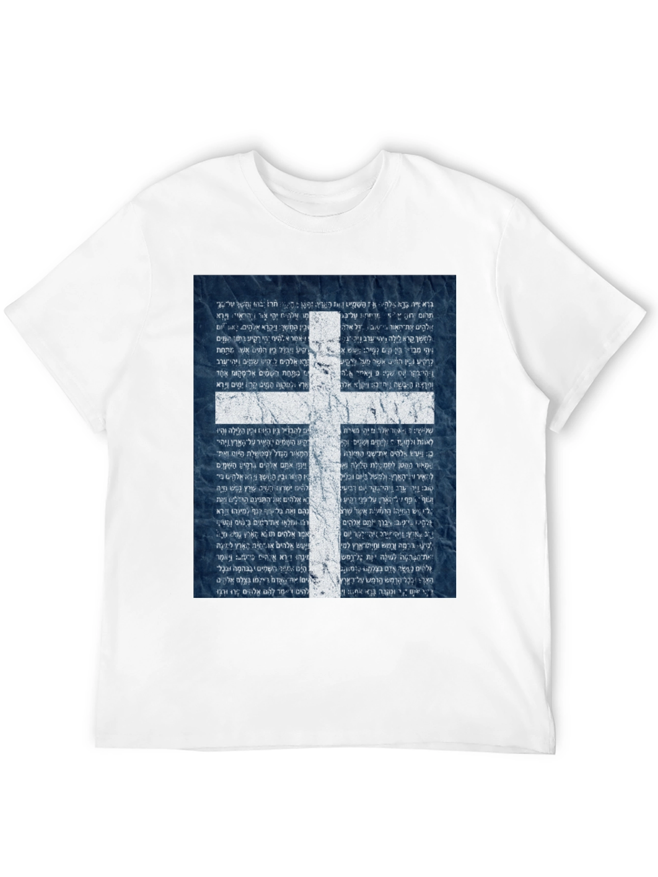 White Cross Graphic Print Black T-Shirt