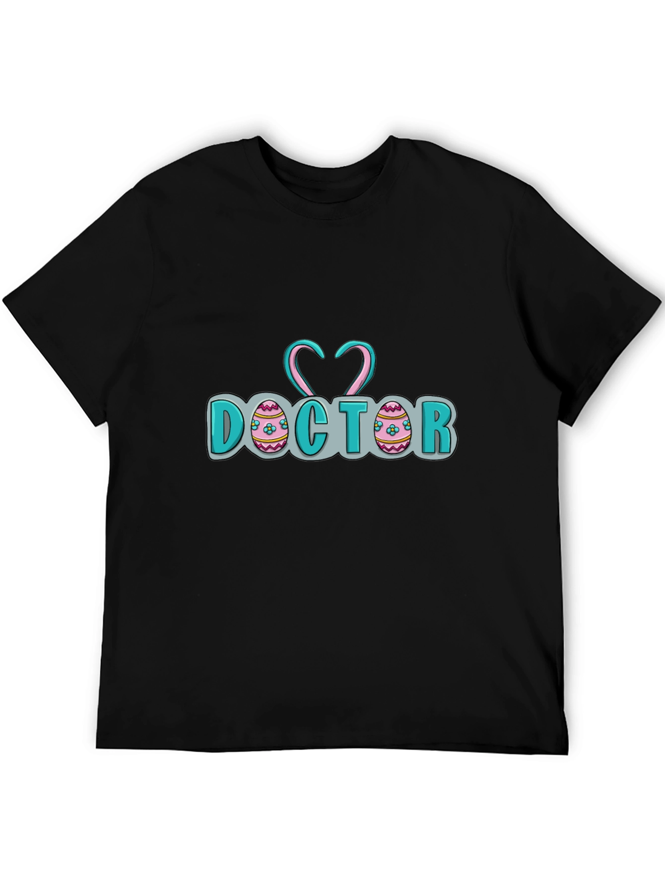 Doctor Easter Egg Heart Stethoscope Black T-Shirt