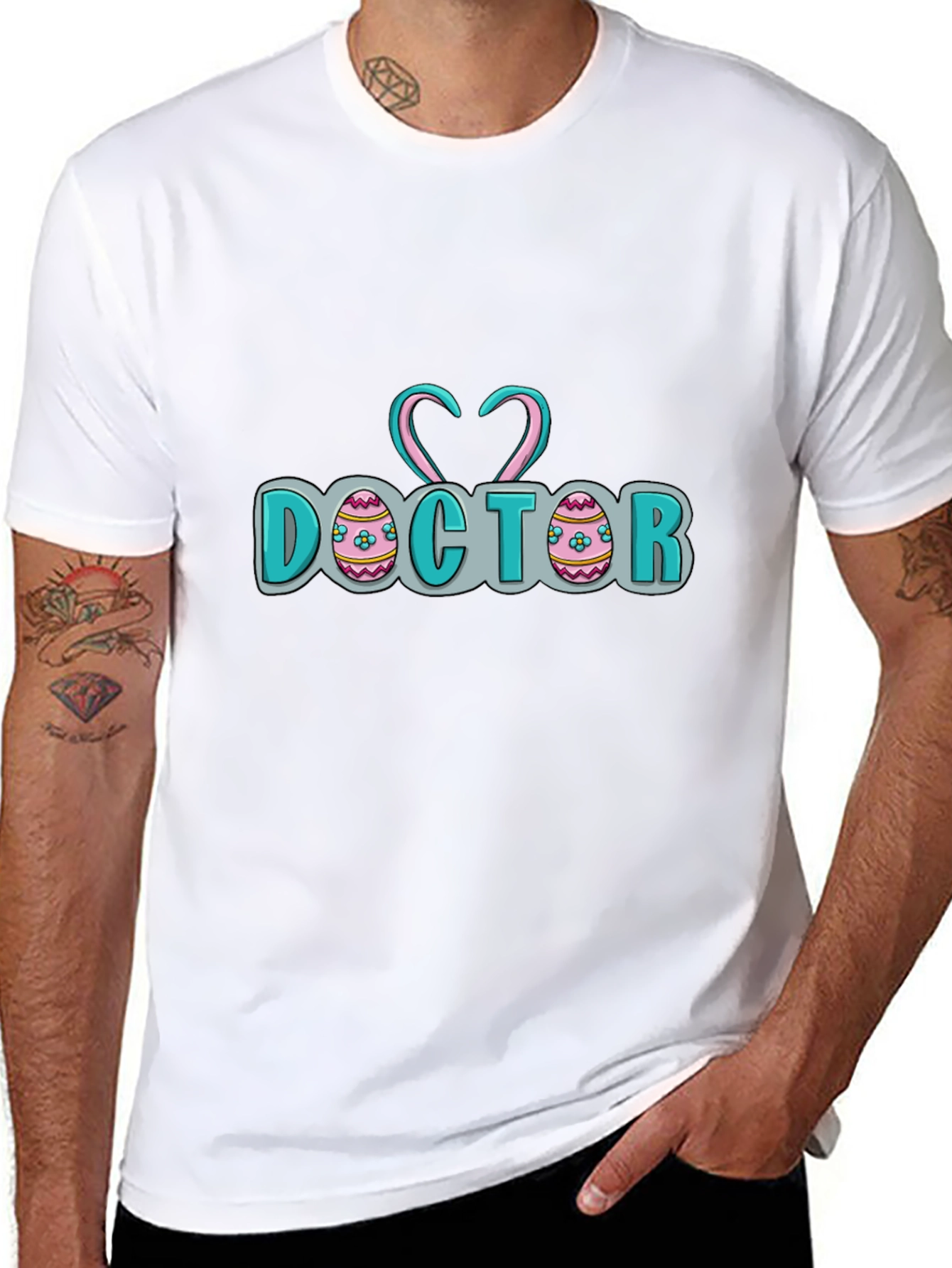 Doctor Easter Egg Heart Stethoscope Black T-Shirt