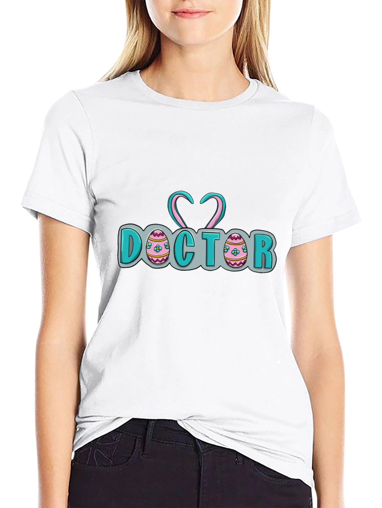 Doctor Easter Egg Heart Stethoscope Black T-Shirt