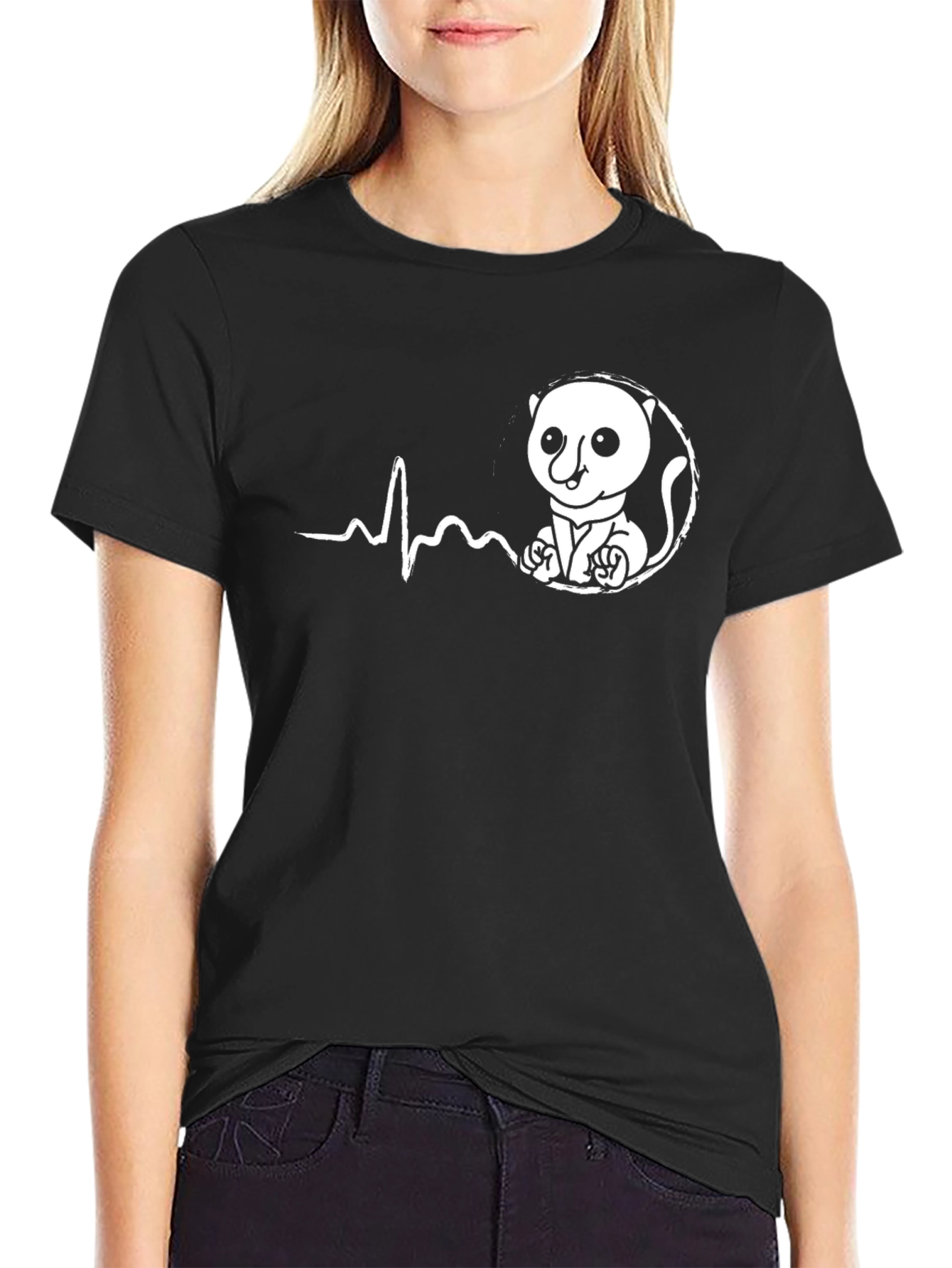 Cute Lemur Heartbeat Graphic Tee