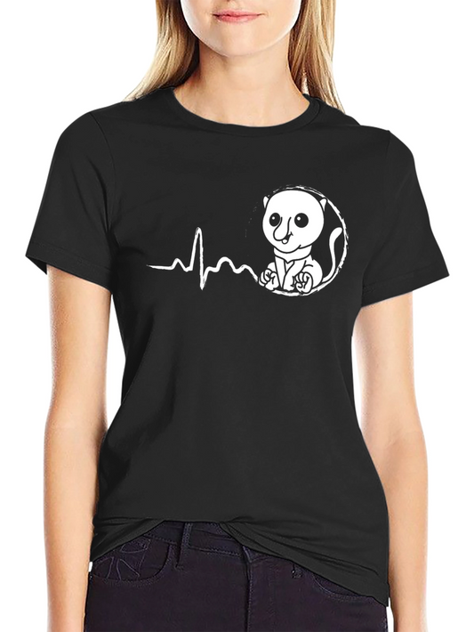 Cute Lemur Heartbeat Graphic Tee