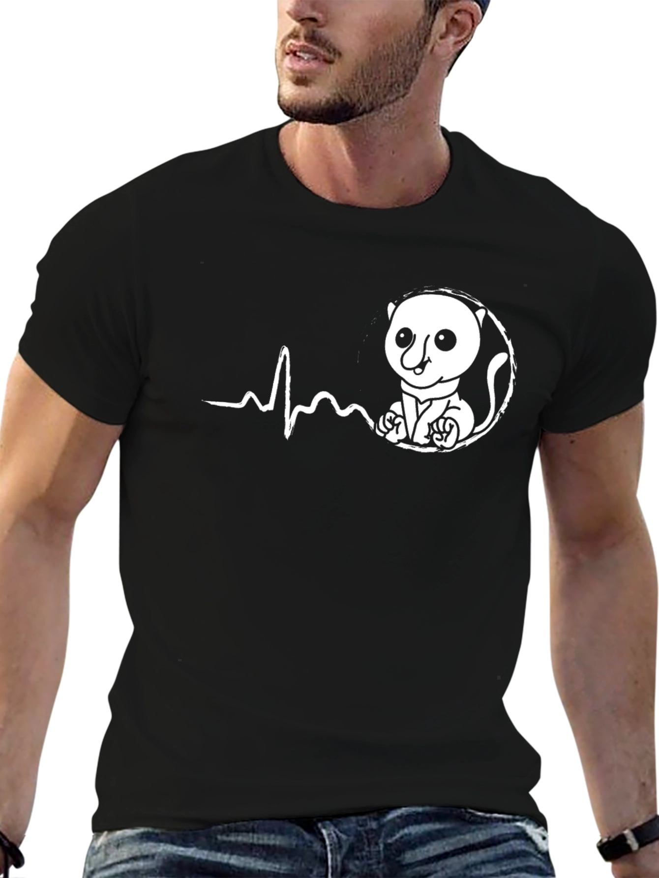 Cute Lemur Heartbeat Graphic Tee