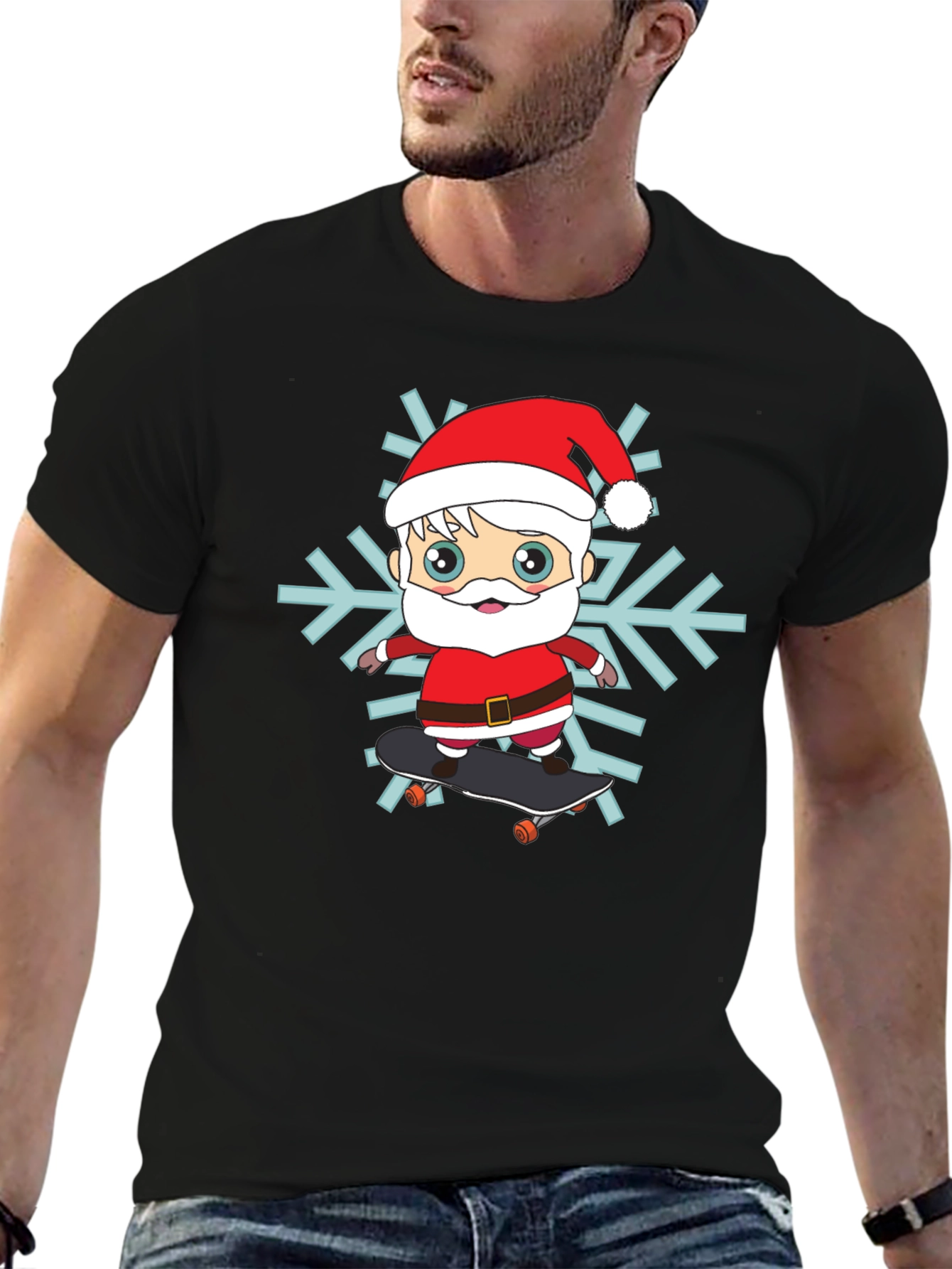 Skateboarding Santa Graphic Tee