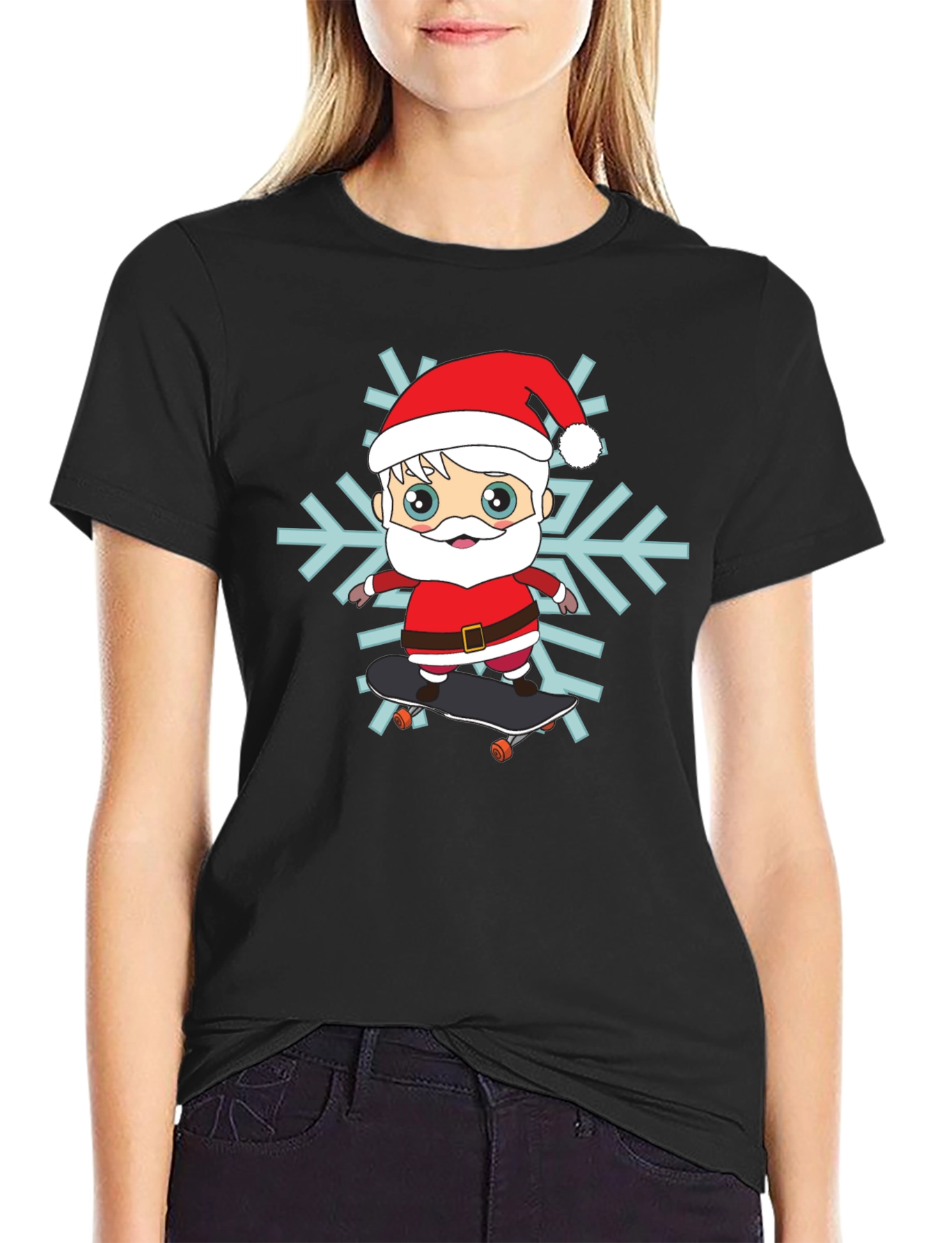 Skateboarding Santa Graphic Tee