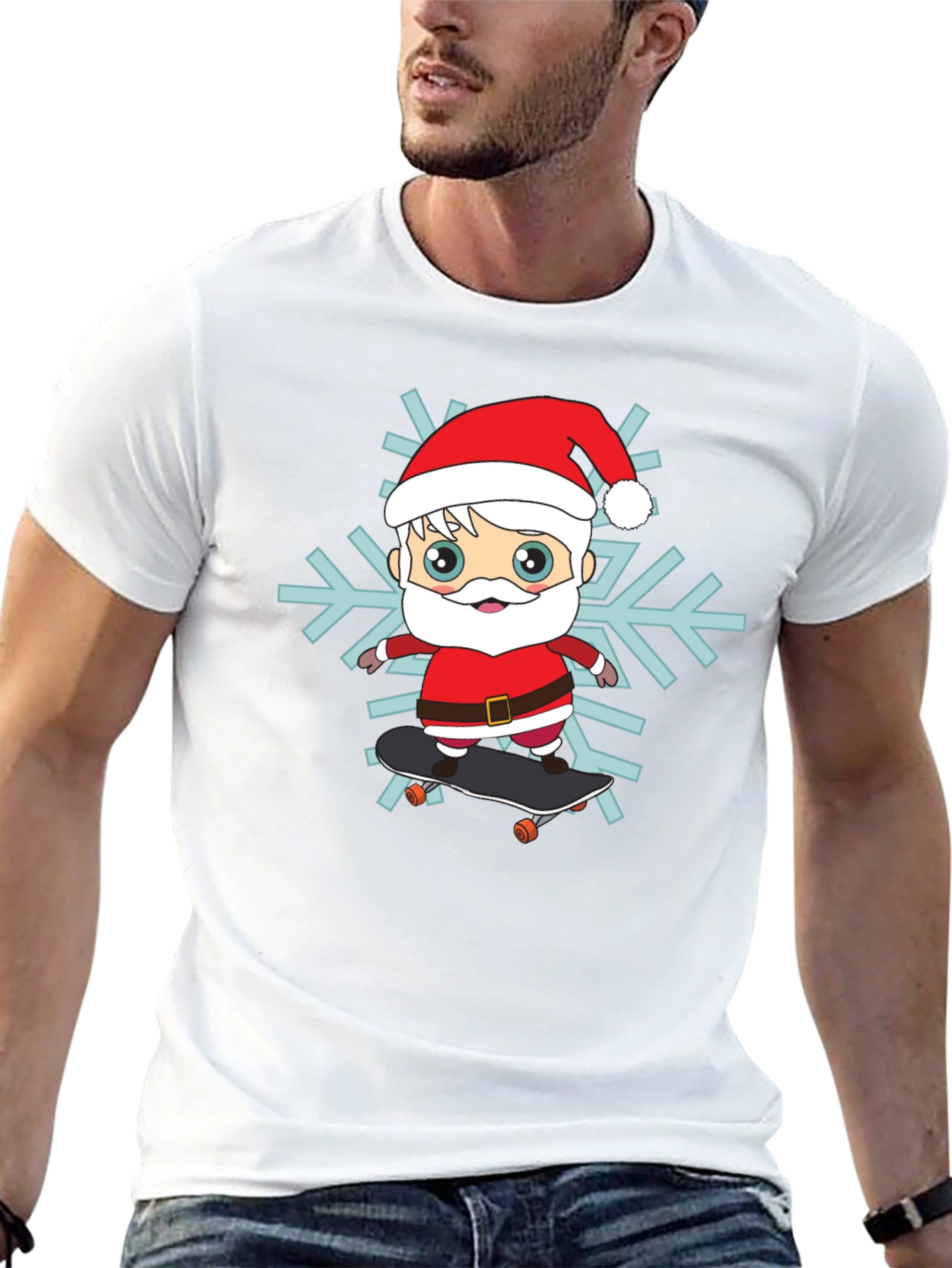 Skateboarding Santa Graphic Tee