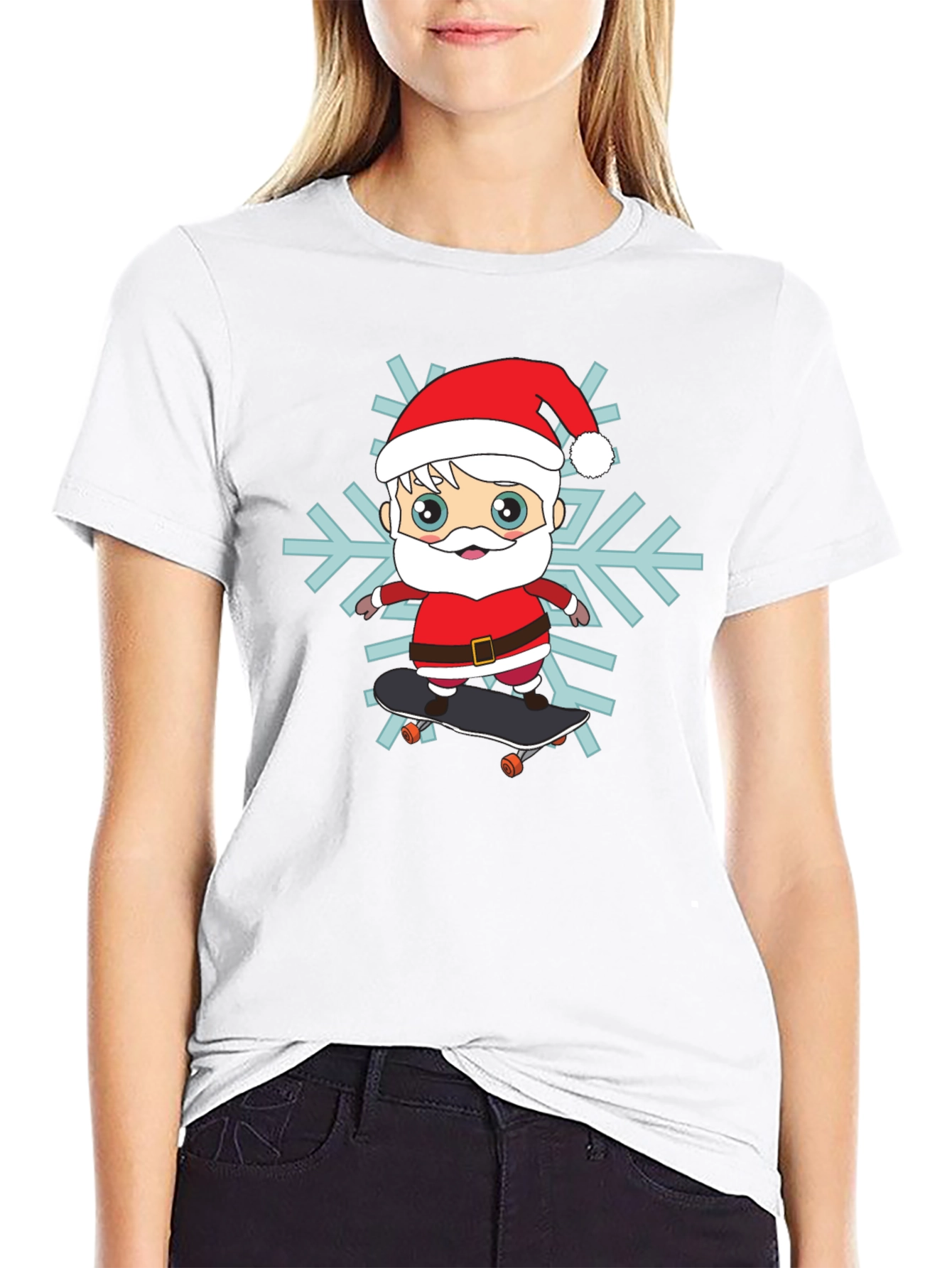 Skateboarding Santa Graphic Tee