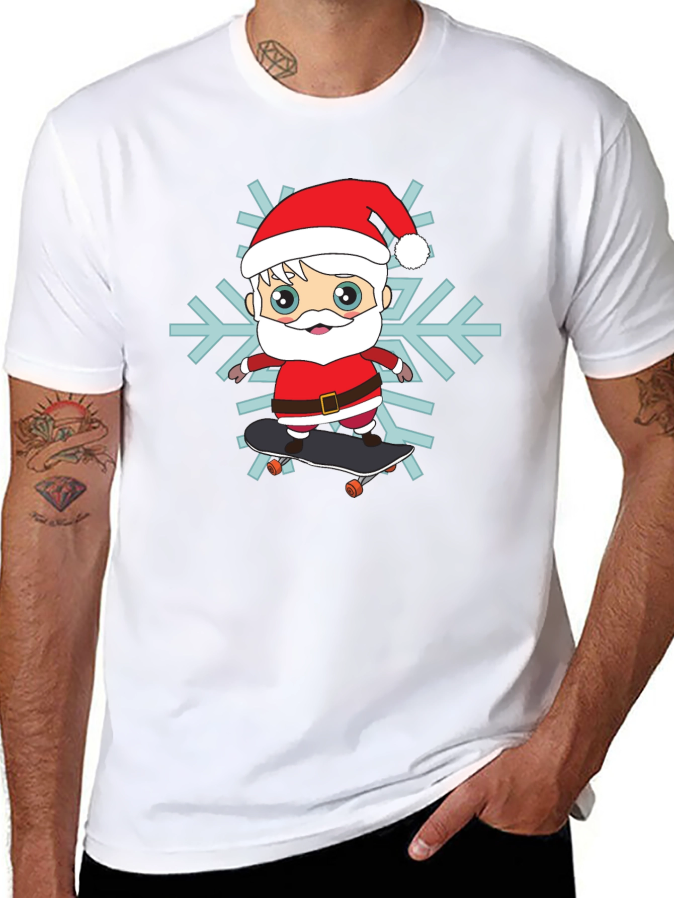 Skateboarding Santa Graphic Tee