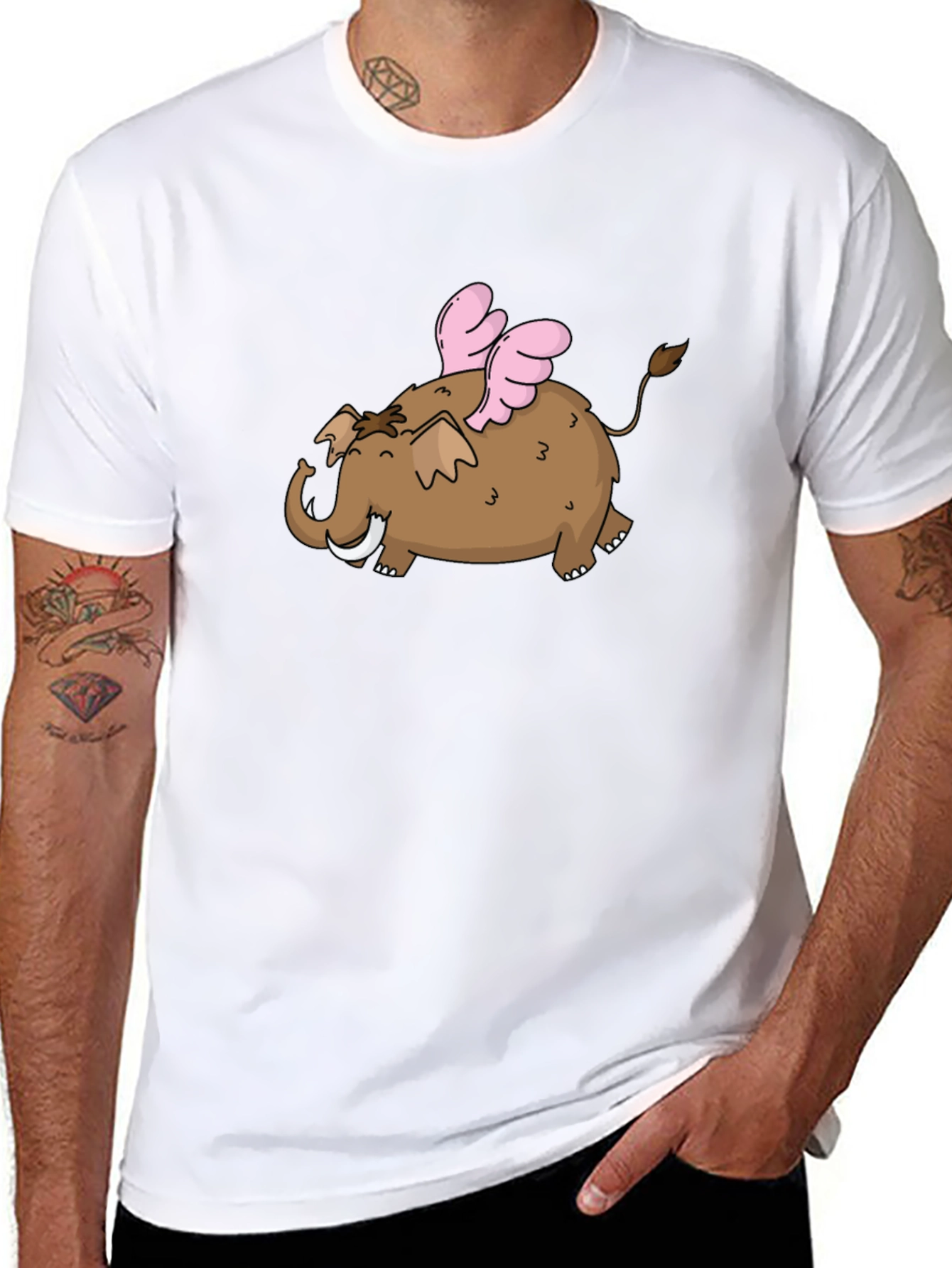 Flying Elephant T-Shirt - Black Cotton Tee