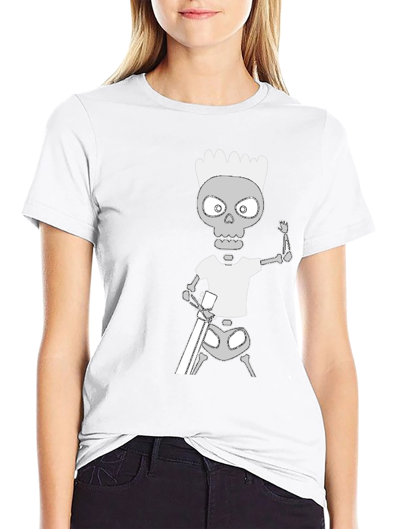 Skeleton Bart Simpson Graphic Tee - Black