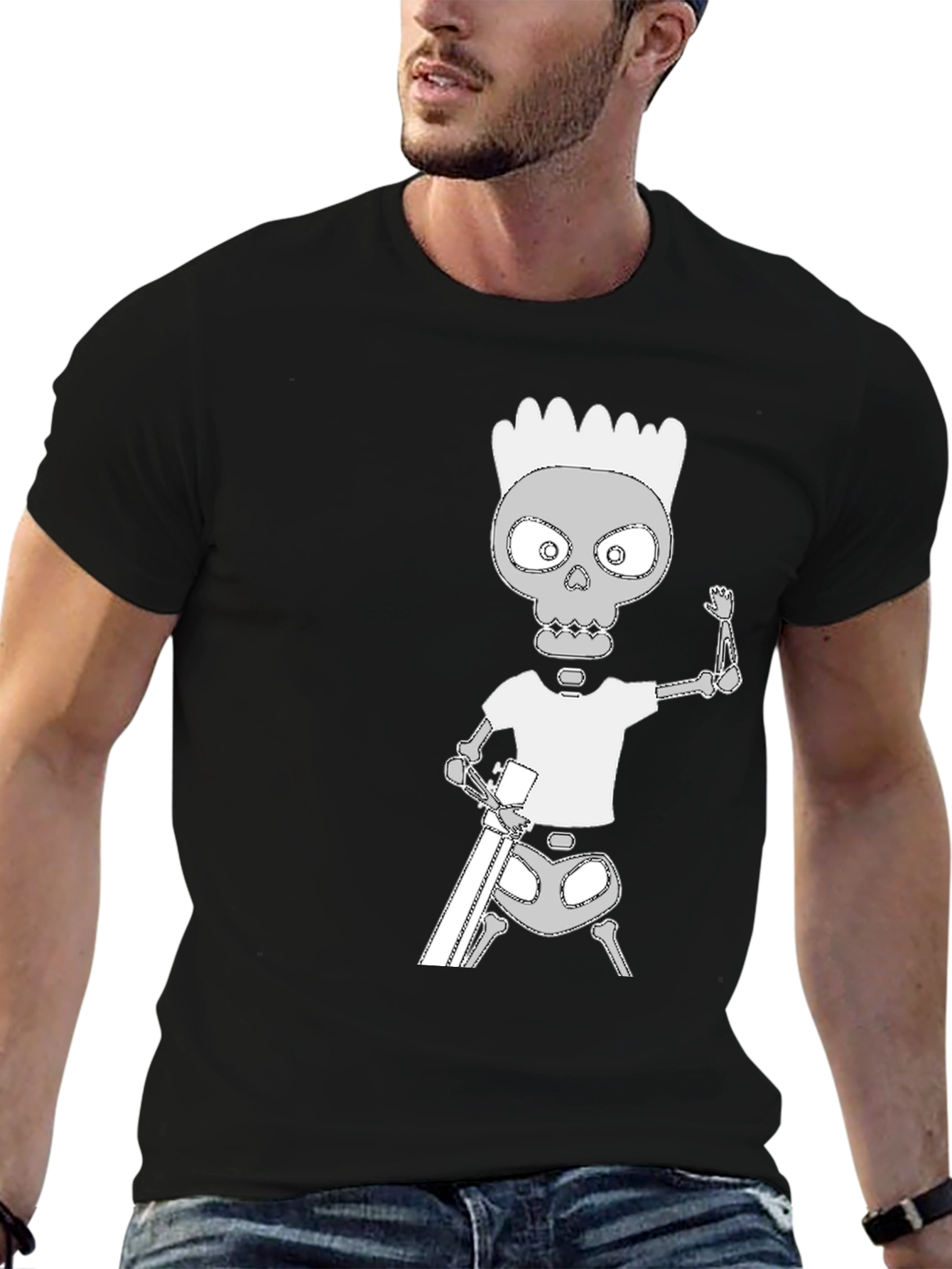 Skeleton Bart Simpson Graphic Tee - Black