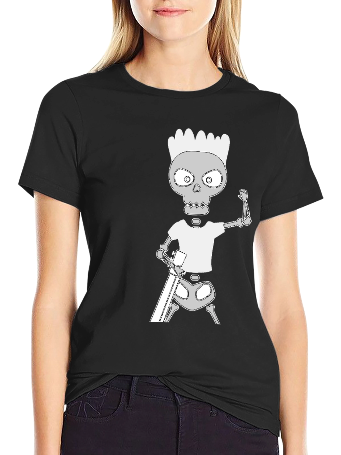 Skeleton Bart Simpson Graphic Tee - Black