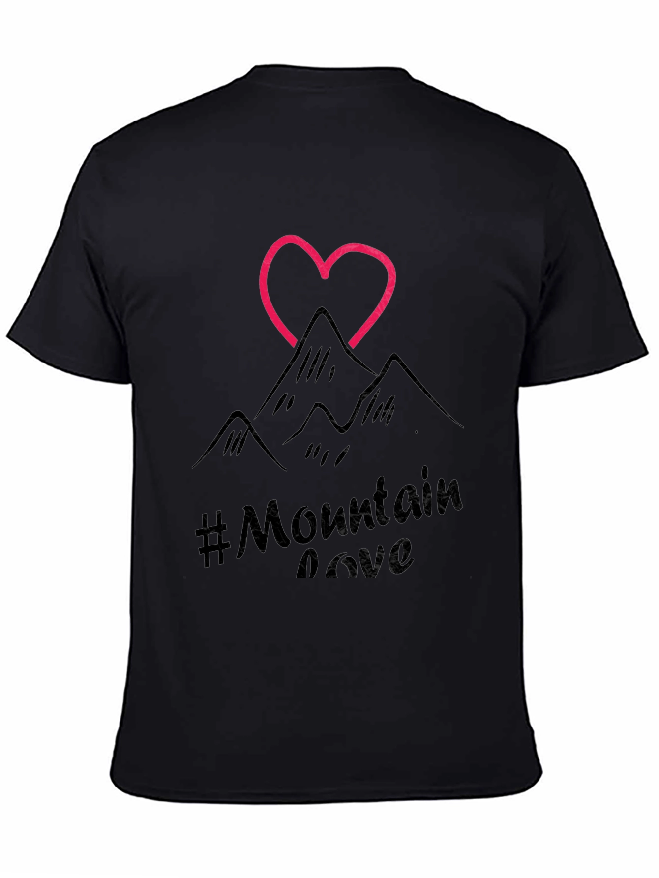 Mountain Love Graphic Tee - Black Casual T-Shirt