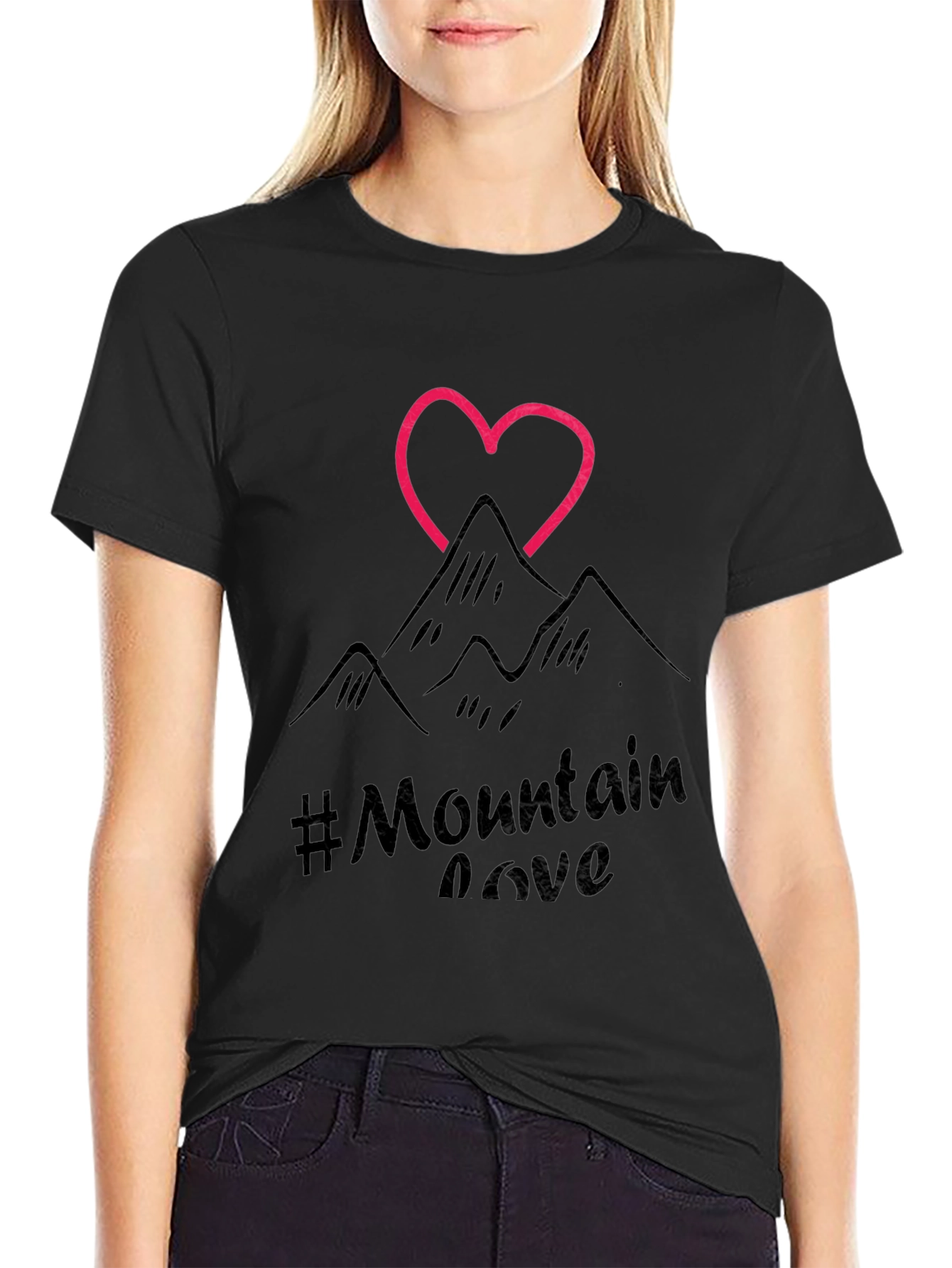 Mountain Love Graphic Tee - Black Casual T-Shirt