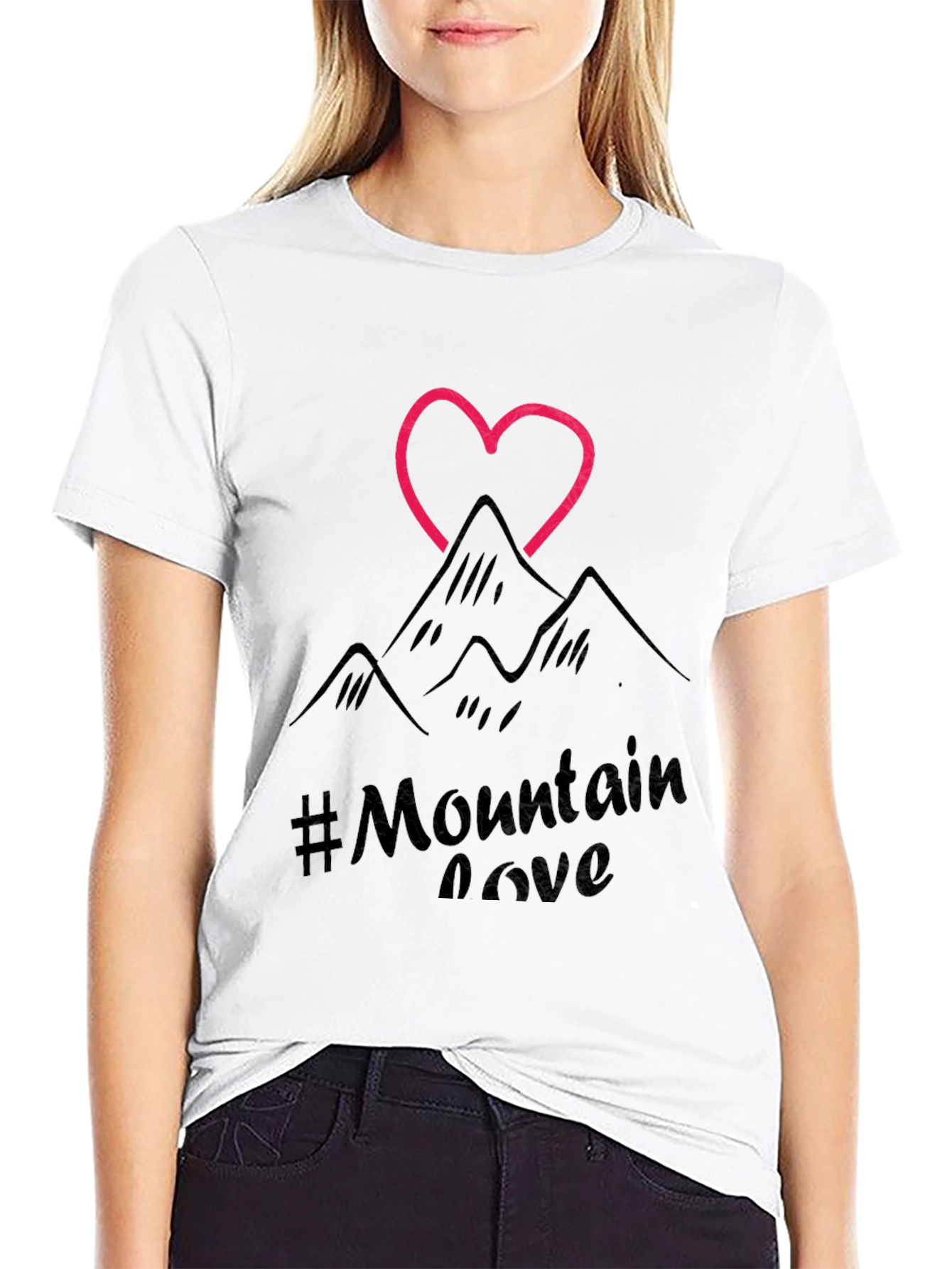 Mountain Love Graphic Tee - Black Casual T-Shirt