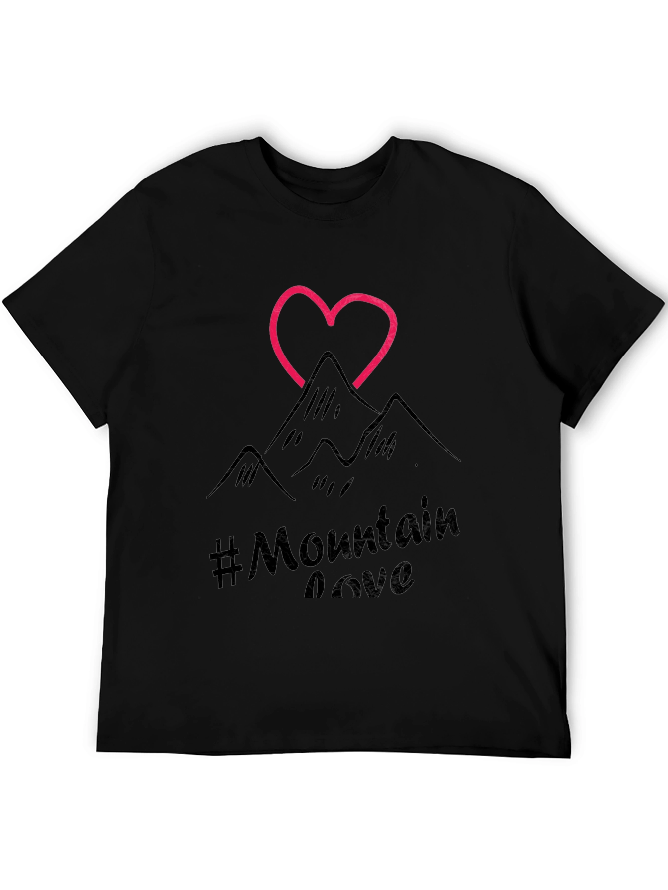 Mountain Love Graphic Tee - Black Casual T-Shirt