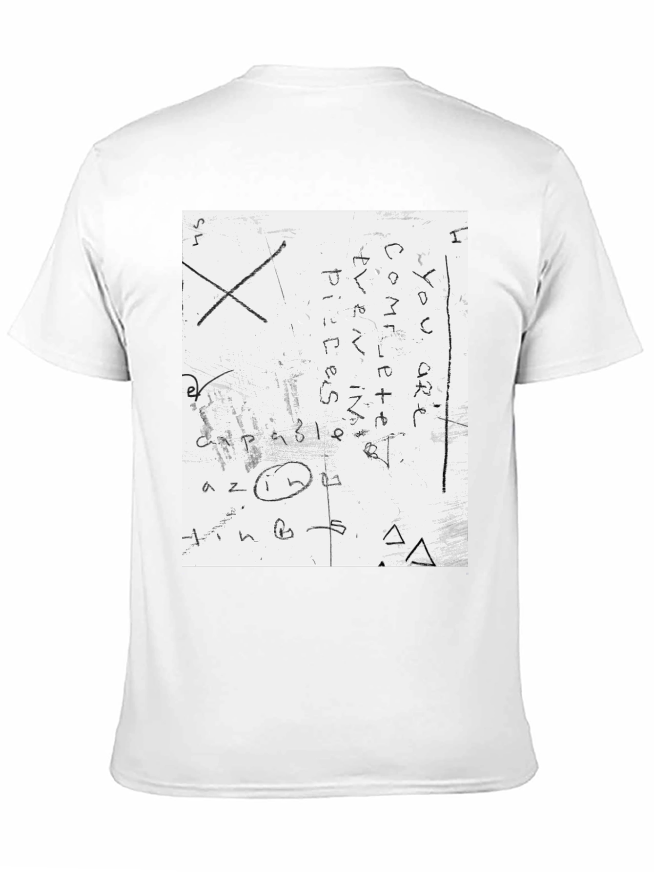 Mens Black T-Shirt with Handwritten Text Design