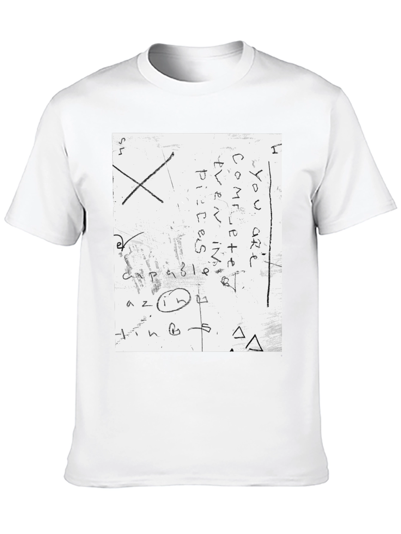Mens Black T-Shirt with Handwritten Text Design