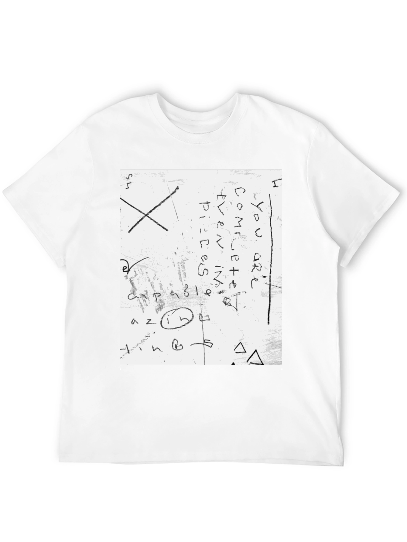 Mens Black T-Shirt with Handwritten Text Design